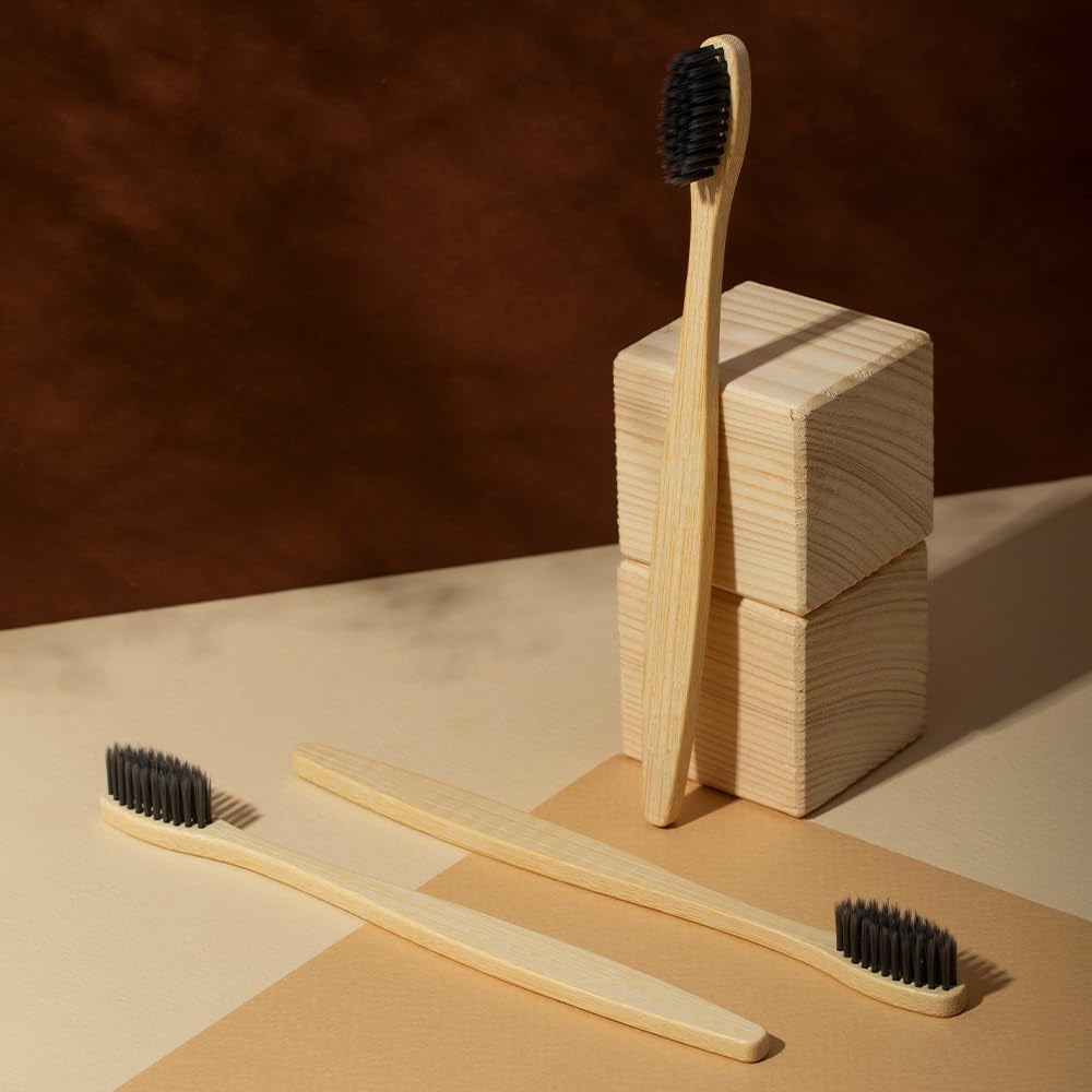 Bamboo Toothbrush Oral Care with Renewable Fibers & Soft Bristles, Gentle Bristles, Long-Lasting Durability - Perfect for Family Hygiene, Travel-Ready