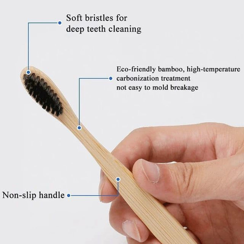 Bamboo Toothbrush Oral Care with Renewable Fibers & Soft Bristles, Gentle Bristles, Long-Lasting Durability - Perfect for Family Hygiene, Travel-Ready