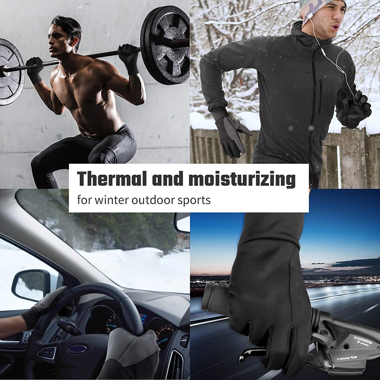 Winter Gloves Touch Screen Water Resistant Windproof Thermal for Running Cycling Hiking - Warm Gifts Men Women