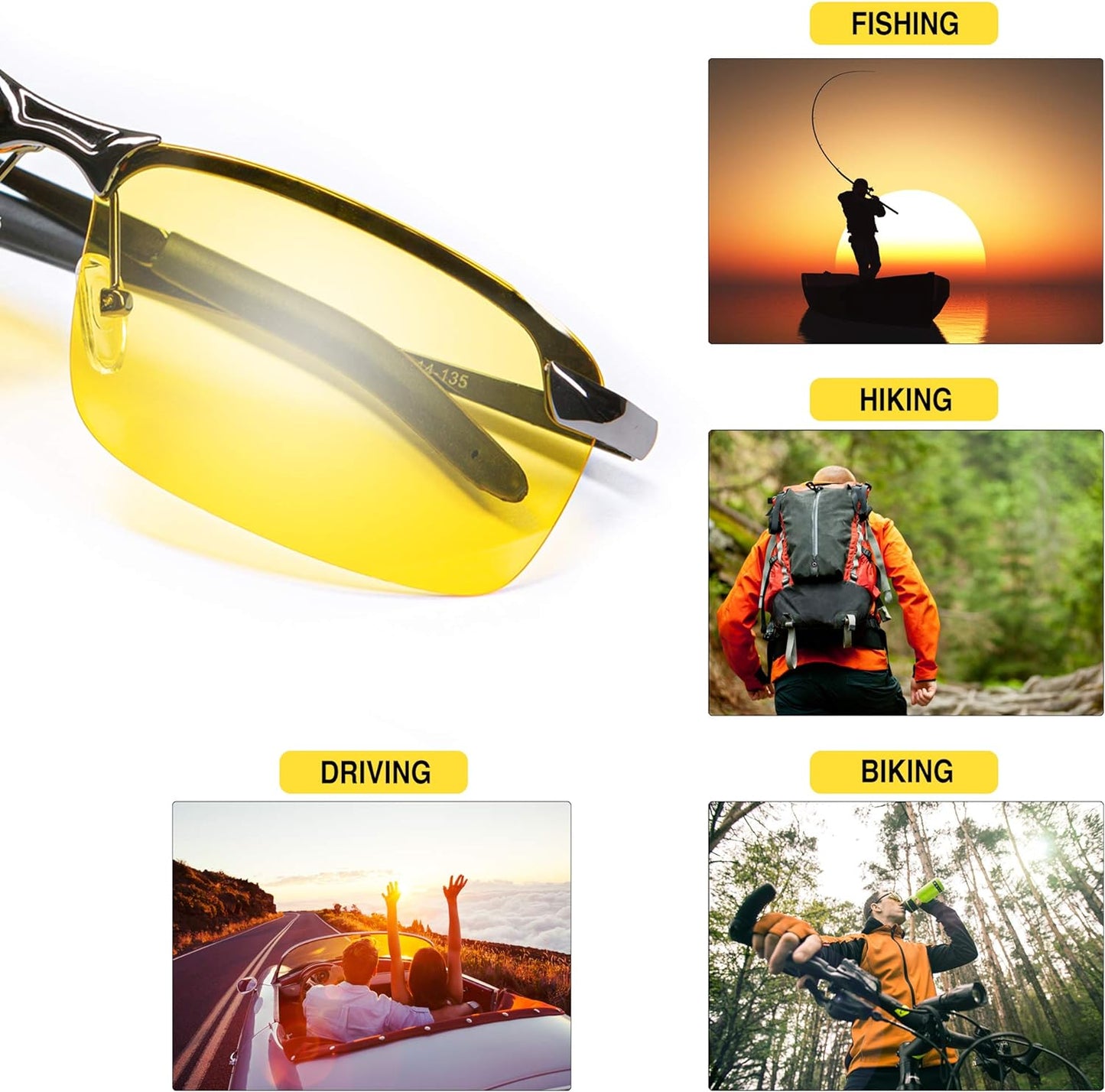 Night Driving Glasses anti Glare Polarized with Stylish Case - Night Vision/ Tac Glasses - for Driving - Nighttime Glasses