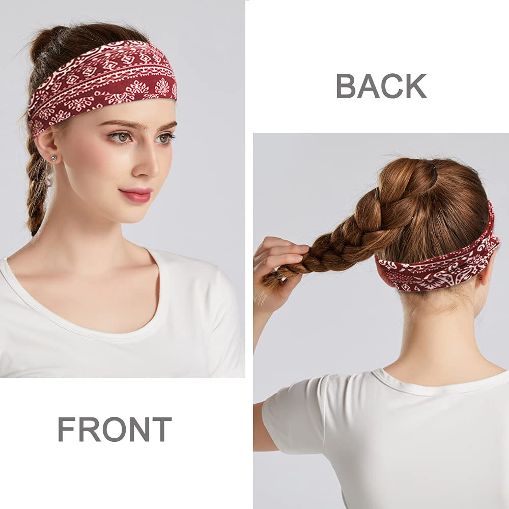 Boho Headbands for Women Fashion Wide Headband Yoga Workout Head Bands Hair Accessories Band 6 Pack