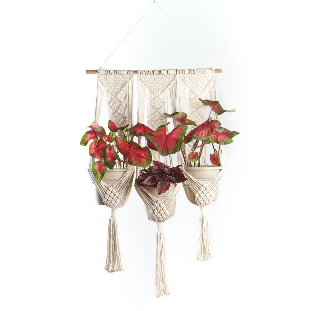 Woven Cotton Triple Pot and Wall Hanger
