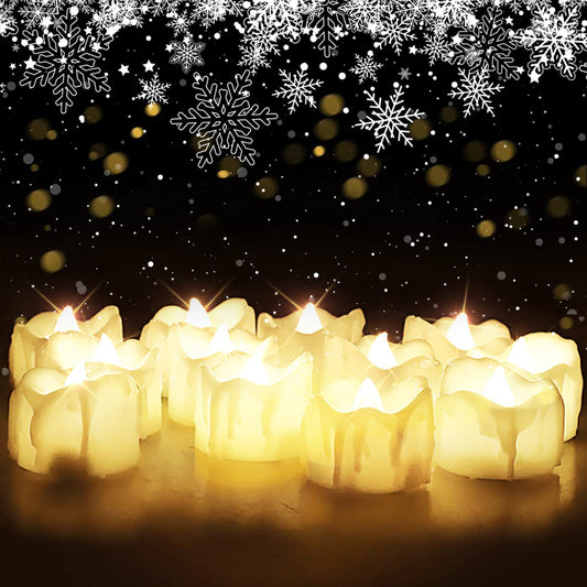 Timer Tea Lights, Flameless Flickering Auto Tea Lights Battery Operated, Auto-On 6 Hours and off 18 Hours Everyday, Batteries Included, Long-Lasting, Pack of 12