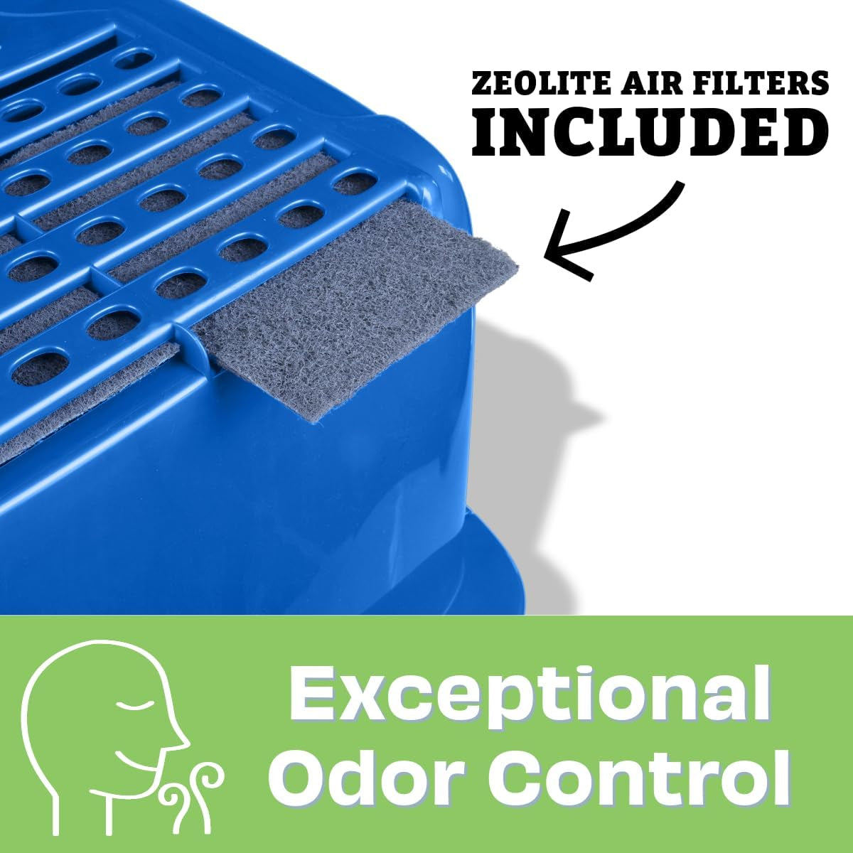 Pets Odor Control Extra Large, Giant Enclosed Cat Pan with Odor Door, Hooded, Blue, CP7