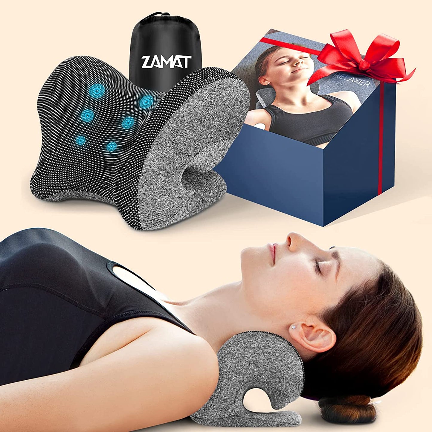 Neck and Shoulder Relaxer with Magnetic Therapy Pillowcase, Neck Stretcher Chiropractic Pillows for Pain Relief, Cervical Traction Device for Relieve TMJ Headache Muscle Tension Spine Alignment