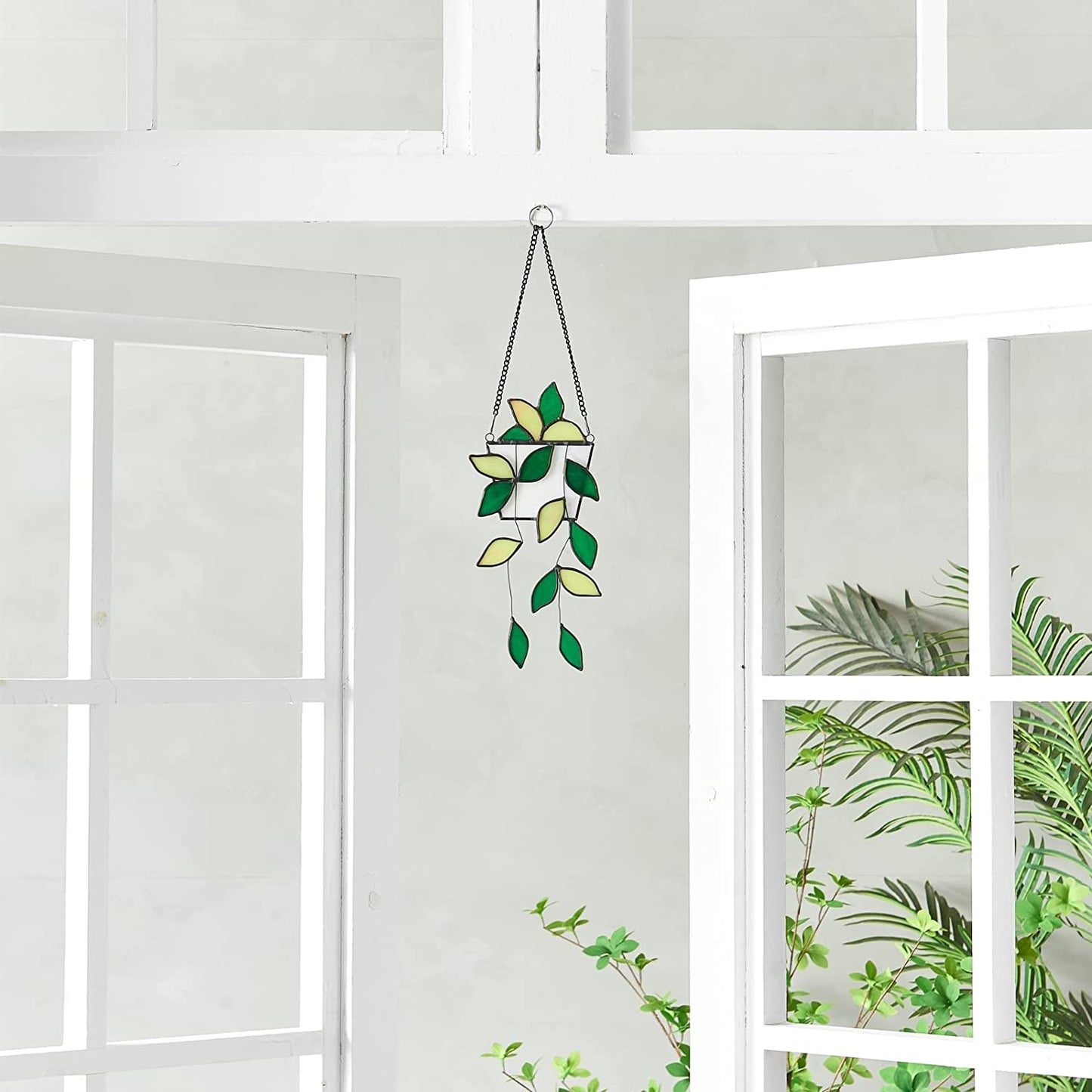 Hanging Plant Home Decor Stained Glass Window Hanging Art Suncatcher AITONGXIAO House Fake Plant