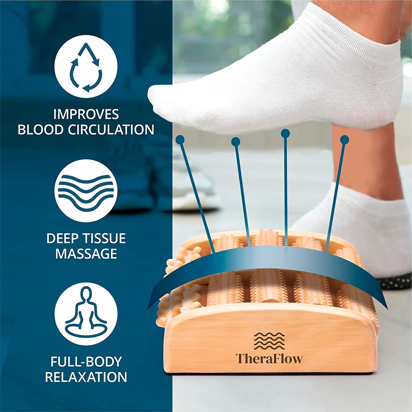 Foot Massager - Gifts for Women, Mom, Dad, Stress Relief, Plantar Fasciitis Relief - Foot Roller for Foot Pain, Neuropathy, Heel Spur Pain, Stress Relief, Wooden Reflexolo (Large)