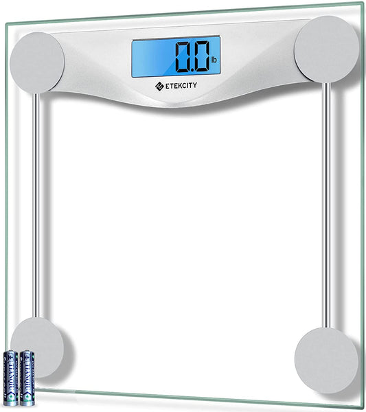 Digital Body Weight Bathroom Scale, Large Blue LCD Backlight Display, High Precision Measurements,6Mm Tempered Glass, 400 Pounds