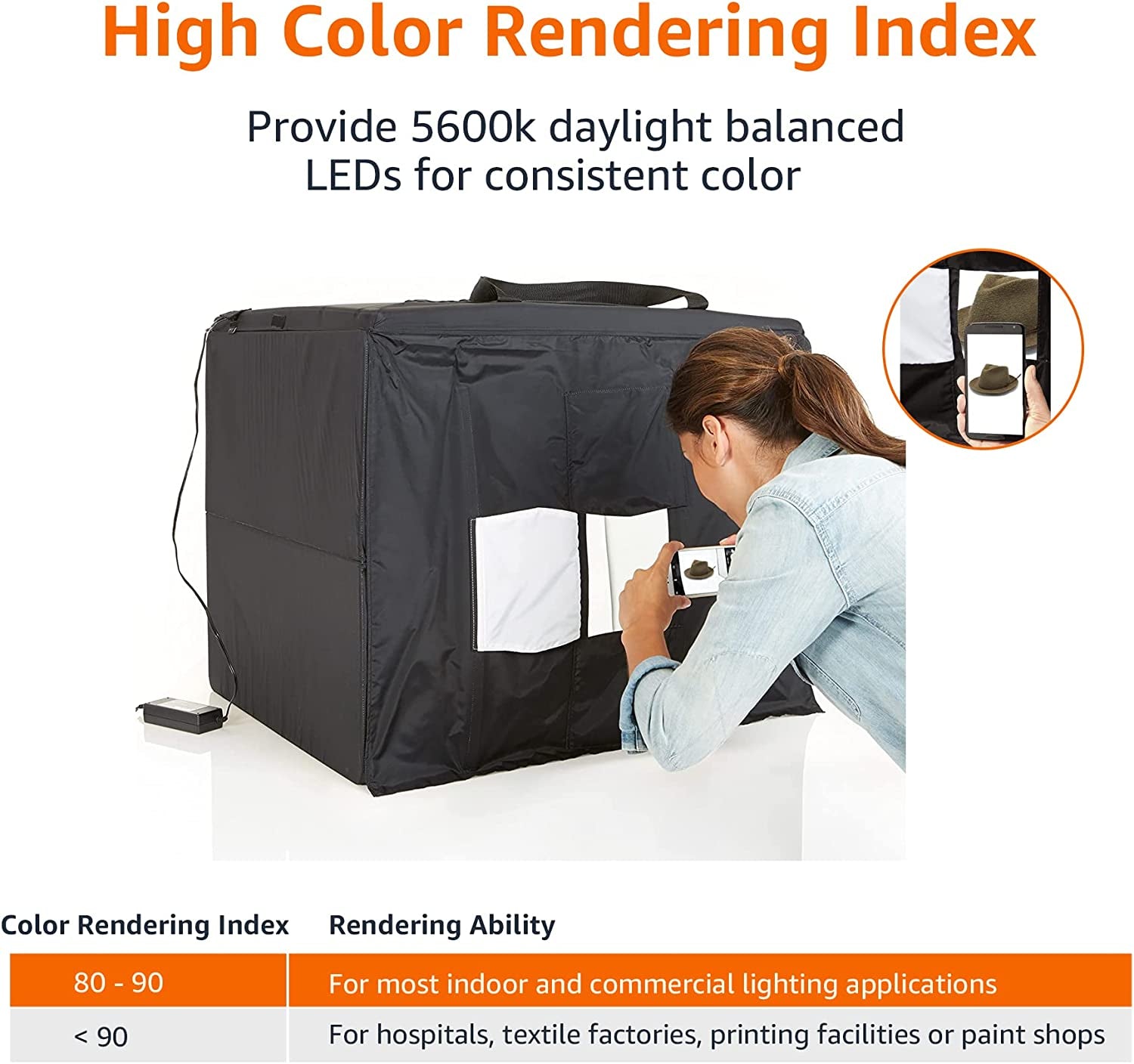 Portable Foldable Photo Studio Box with LED Light - 25 X 30 X 25 Inches