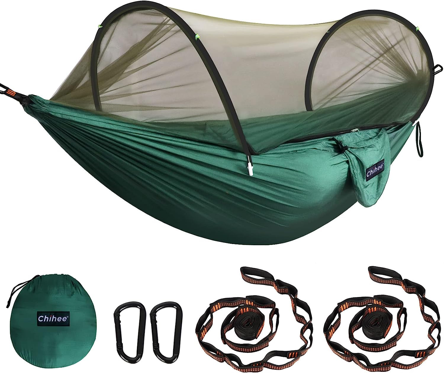 Chihee Ultra-Light Travel Camping Hammock Mosquito Net Hammock| 300Kg Load Capacity,Breathable,Quick-Drying Parachute Nylon | 2 Premium Carabiners,2 Nylon Slings Included