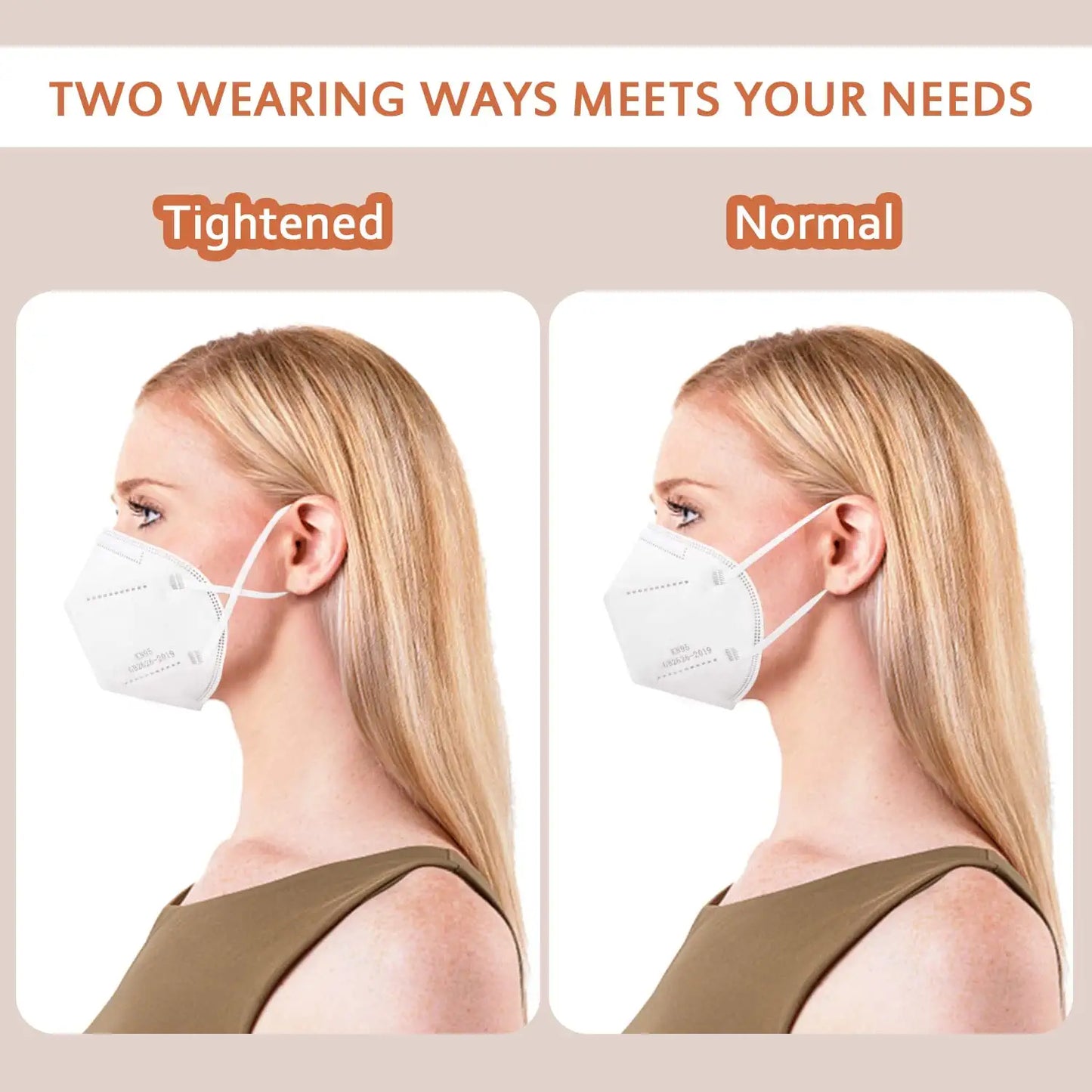 KN95 Face Masks 50 Pcs, 5-Ply Protection Multicolor KN95 Mask, Disposable Face Masks for Adults RS8010