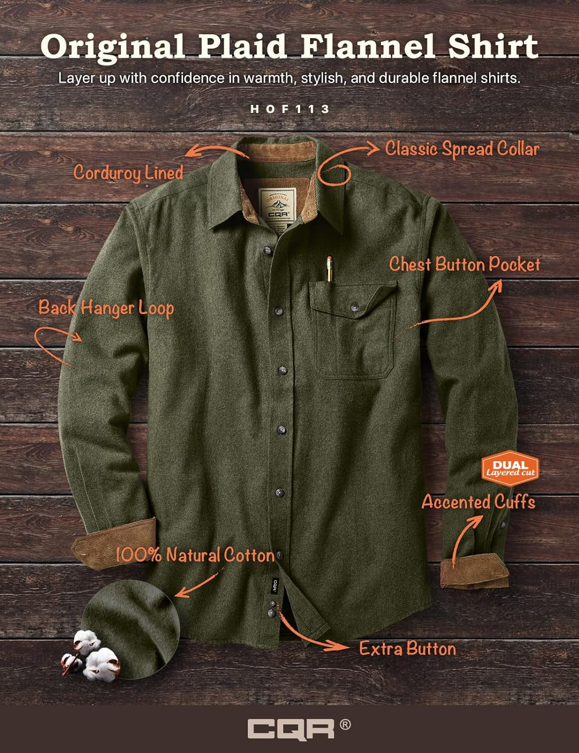Men'S All Cotton Flannel Shirt, Long Sleeve Casual Button up Plaid Shirt, Brushed Soft Outdoor Shirts