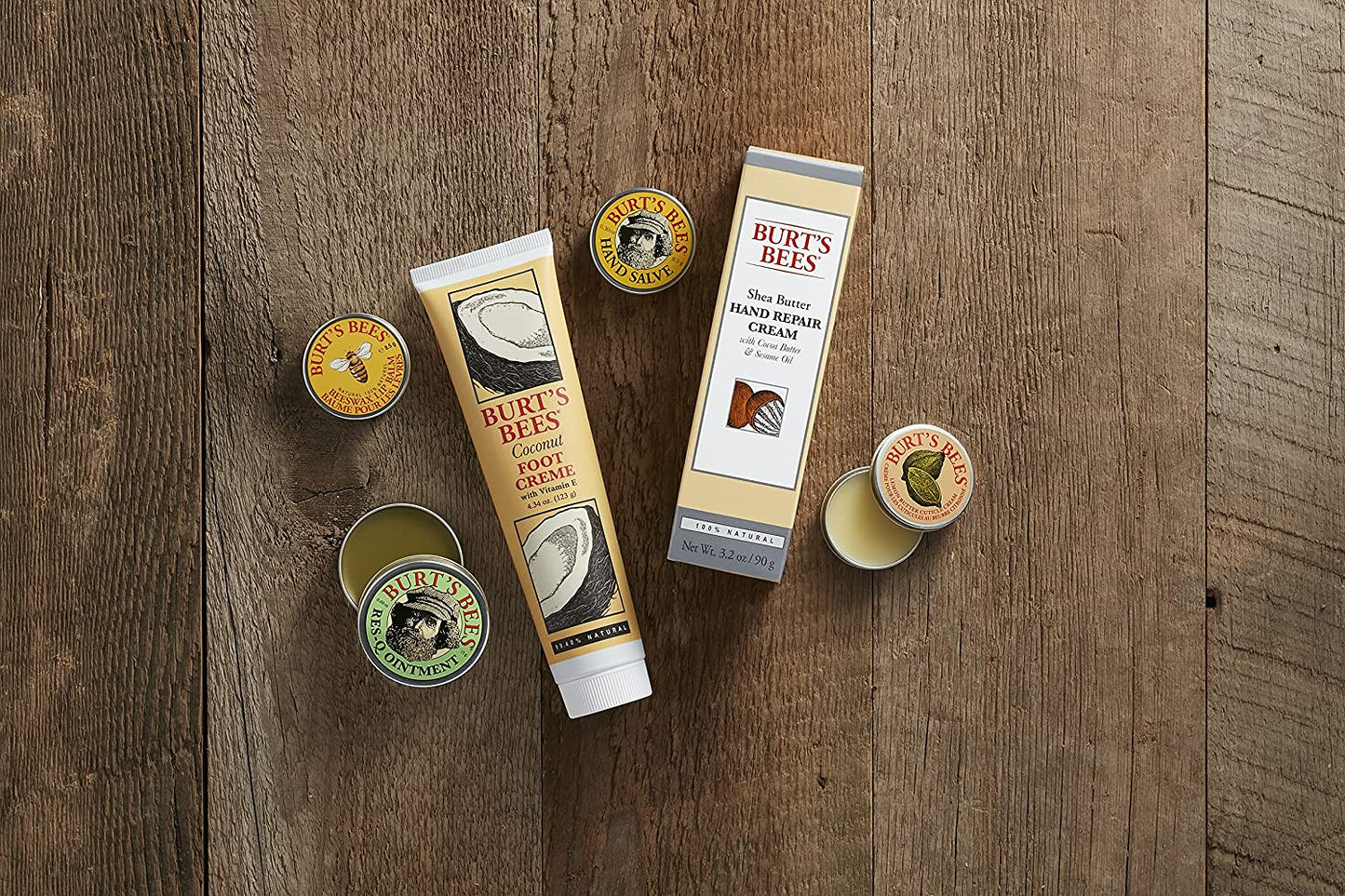 Holiday Gift, 5 Stocking Stuffer Products, Classics Set - Original Beeswax Lip Balm, Cuticle Cream, Hand Salve, Res-Q Ointemtn, Hand Repair Cream & Foot Cream, in Giftable Tin