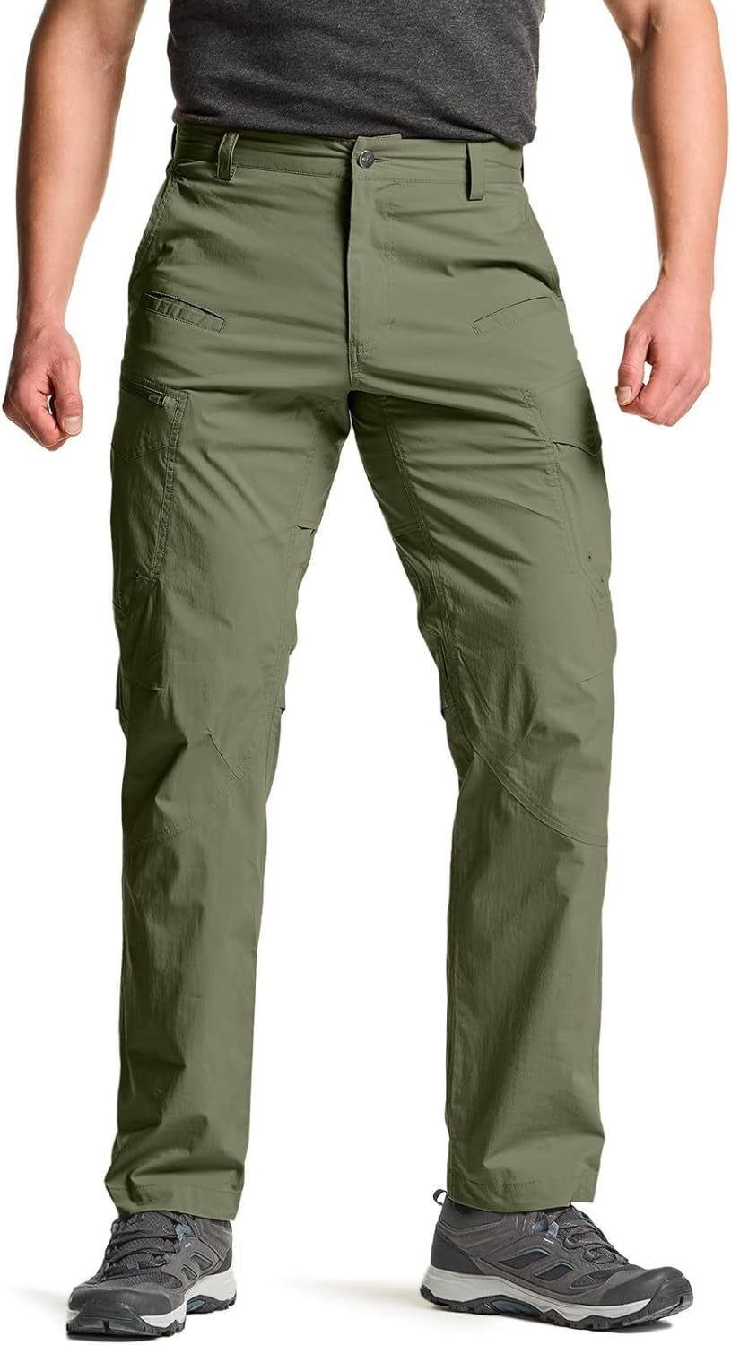 Men's Quick Dry Tactical Pants, Water Resistant Outdoor Pants, Lightweight Stretch Cargo/Straight Work Hiking Pants