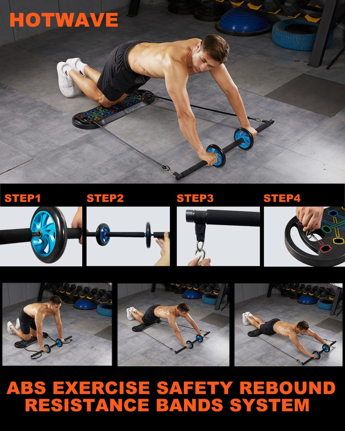 Portable Exercise Equipment with 16 Gym Accessories.20 in 1 Push up Board Fitness,Resistance Bands with Ab Roller Wheel,Full Body Workout at Home,Patent Pending