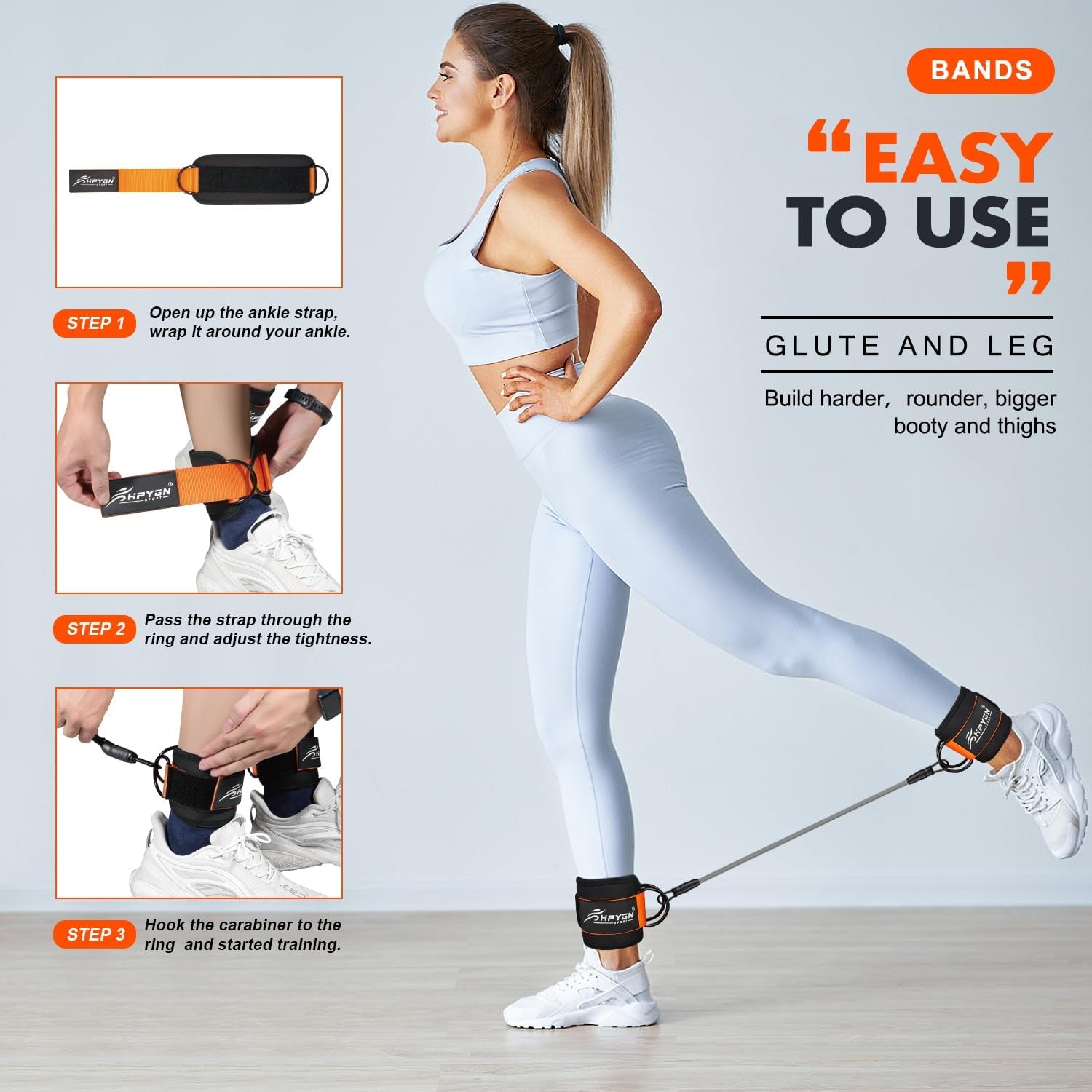 Ankle Resistance Bands, Ankle Bands for Working Out with Cuffs, Resistance Bands for Leg Butt Training Workout Equipment for Kickbacks Hip Gluteus Training Exercises, Ankle Strap with Exercise Bands