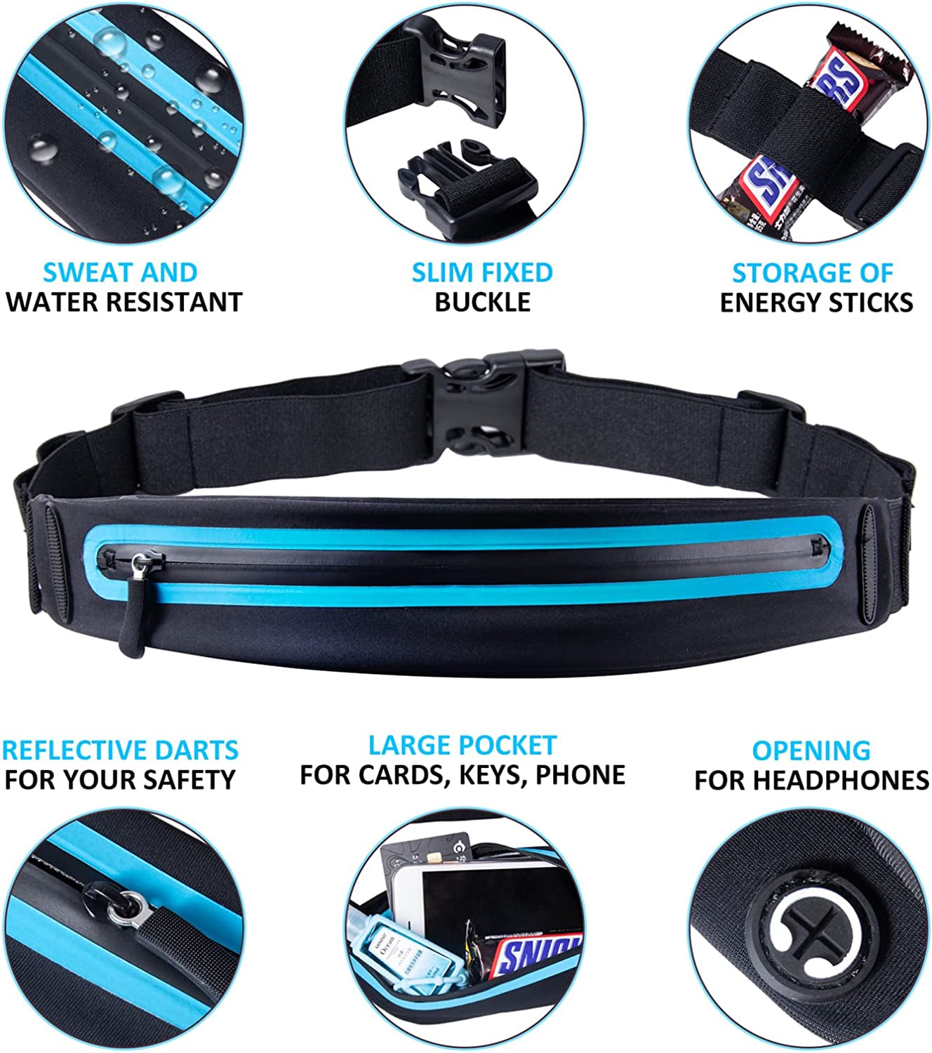 Running Belt Fanny Pack, Pack for Women & Men USA Patented Hands-Free Reflective Runner Pouch Fitness Workout Bag No-Bounce Adjustable Sport Travel Cell Phone