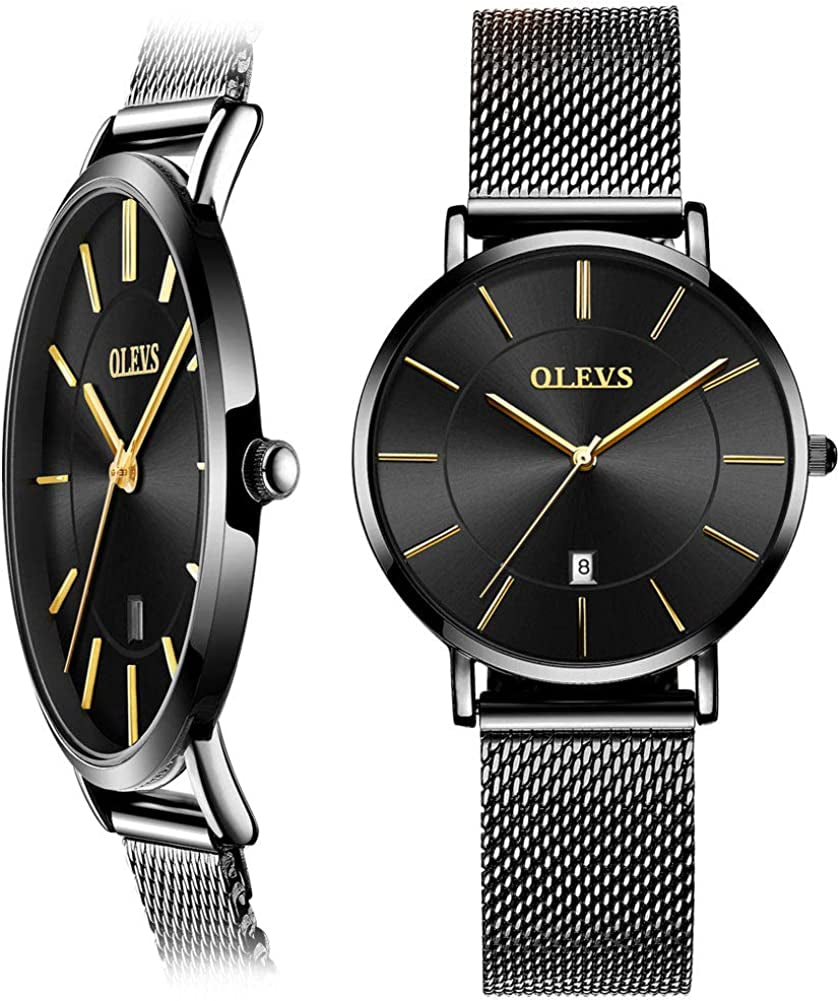 6.5Mm Ultra Thin Watches for Women Waterproof,Rose Gold Stainless Steel Ladies Watch,Casual Women Watches with Date,Big Face Female Wristwatches,Japanese Quartz Lady Watches,Gifts for Women