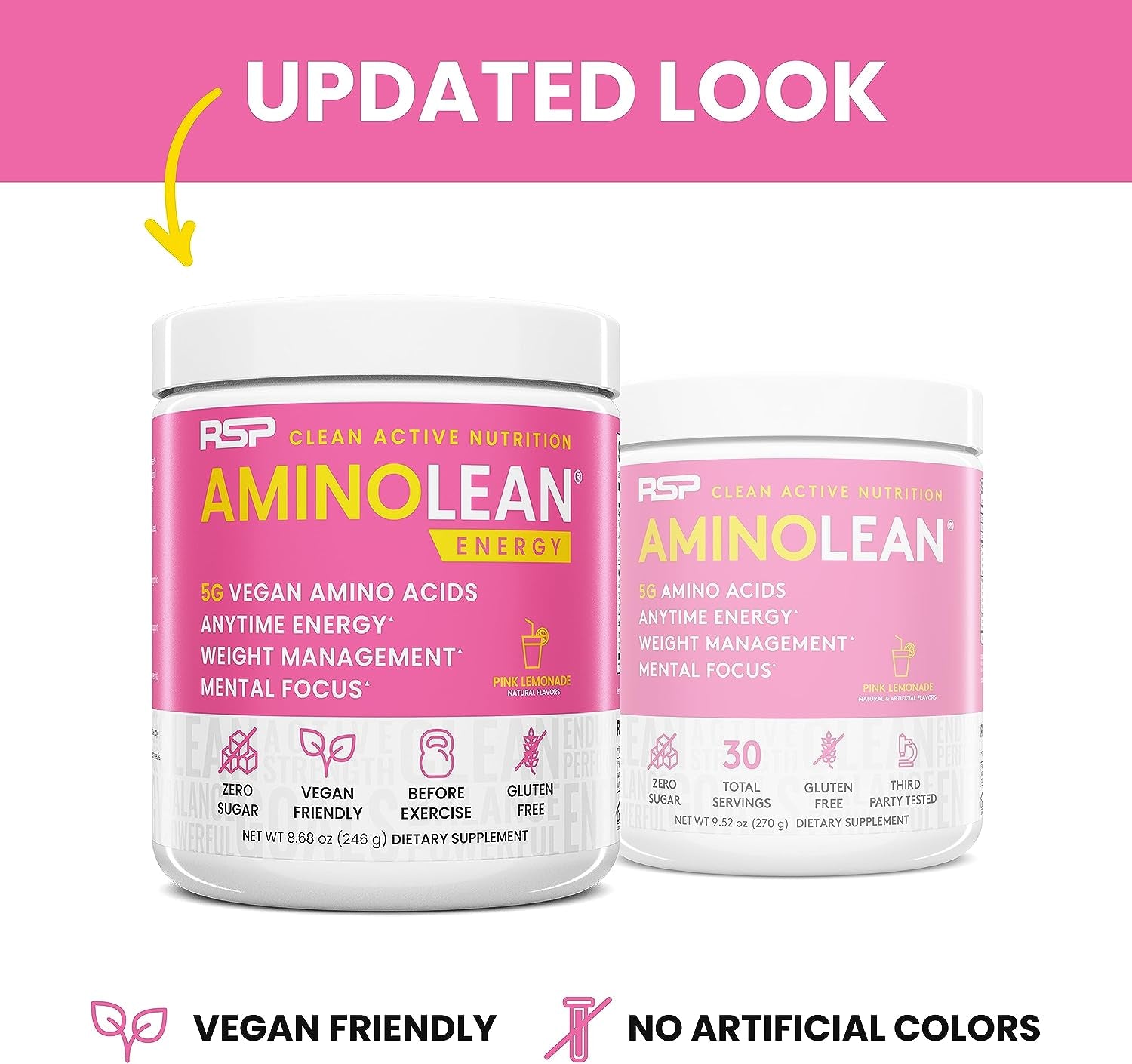 Aminolean Pre Workout Powder, Amino Energy & Weight Management with Vegan BCAA Amino Acids, Natural Caffeine, Preworkout Boost for Men & Women, 30 Serv, Pink Lemonade…