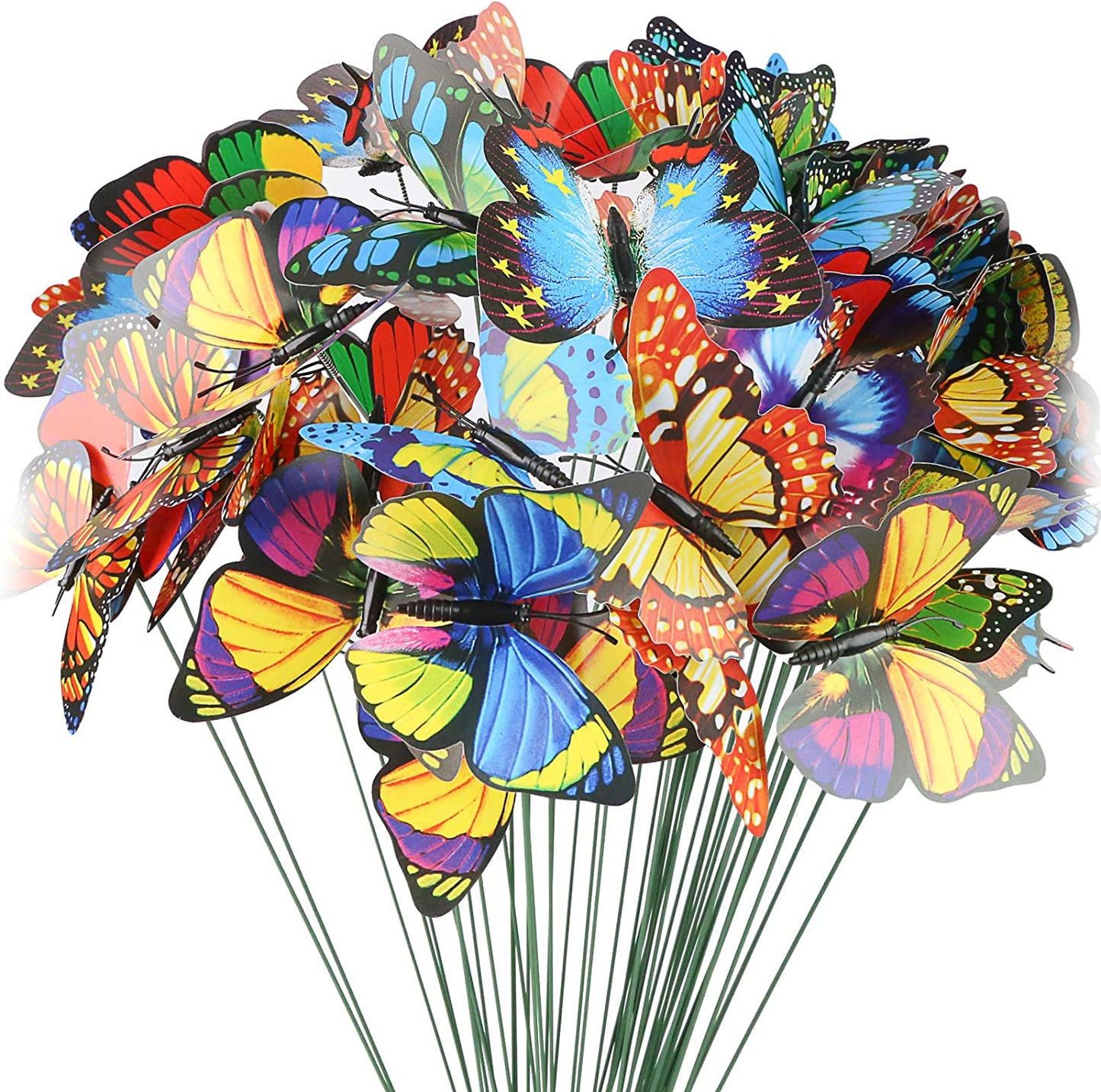 Butterfly Stakes, 50Pcs 11.5Inch Garden Butterfly Ornaments, Waterproof Butterfly Decorations for Indoor/Outdoor Yard, Patio Plant Pot, Flower Bed, Home Decoration