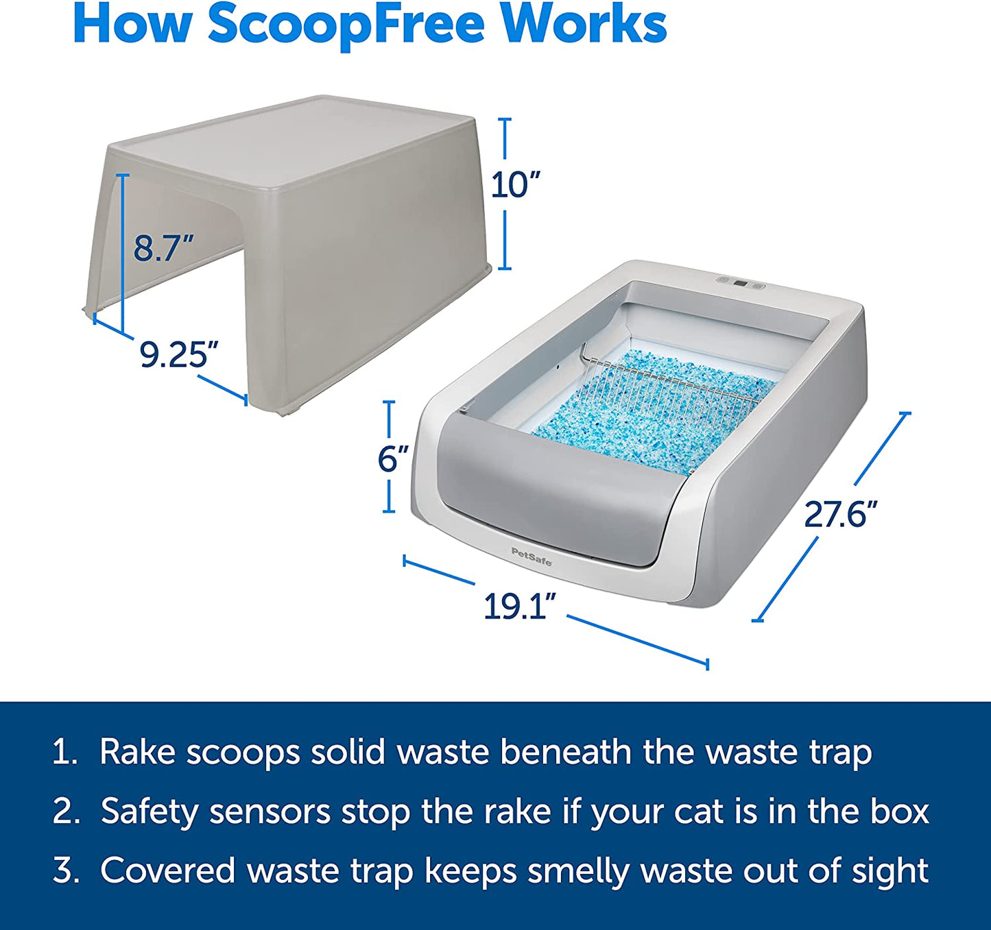 Petsafe Scoopfree Self-Cleaning Cat Litter Box - Never Scoop Litter Again - Hands-Free Cleanup with Disposable Crystal Tray - Less Tracking, Better Odor Control - Includes Hood & Disposable Tray