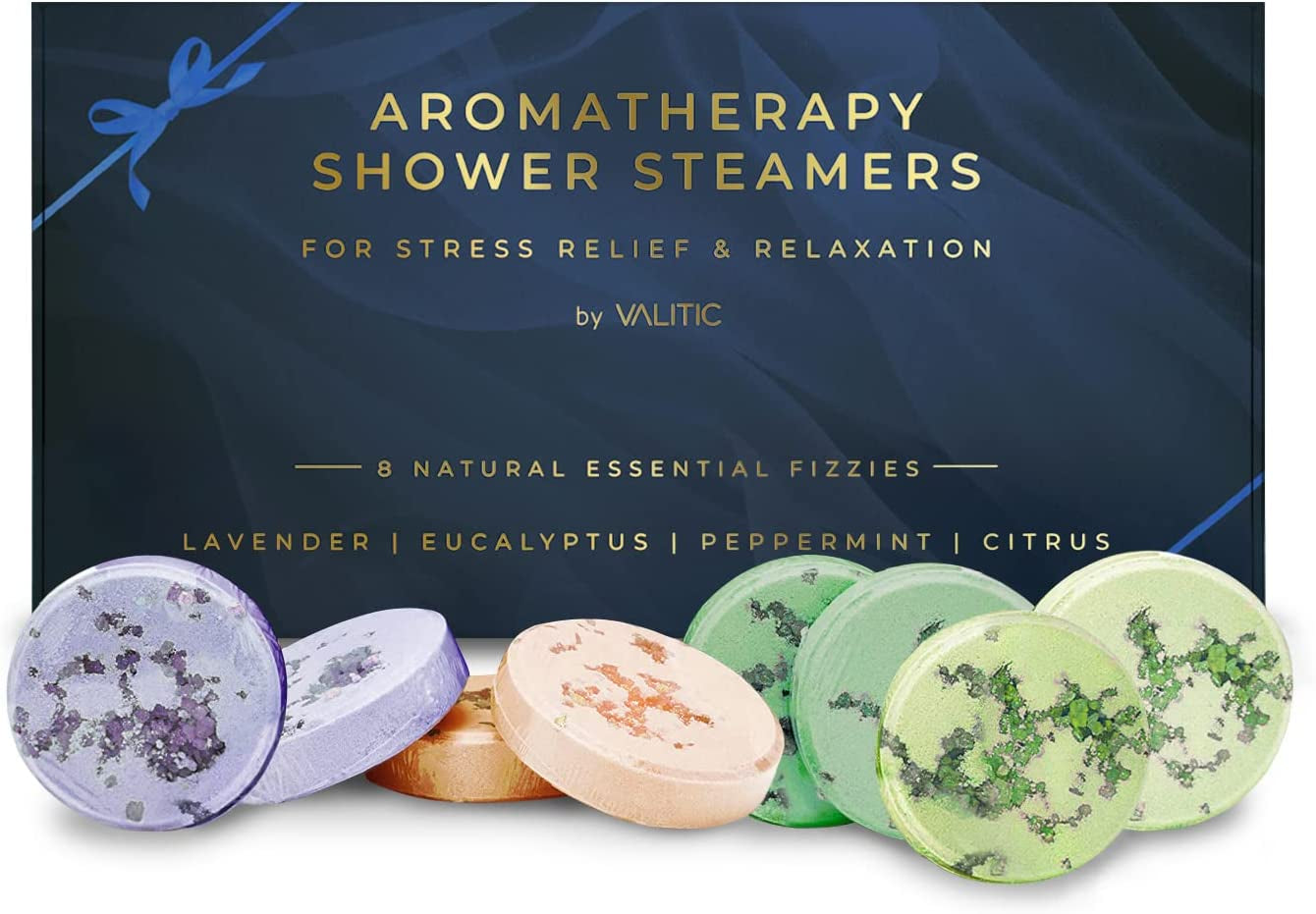 Aromatherapy Shower Steamers for Stress Relief and Relaxation - Gifts for Women Mom Birthday 8 Natural Essential Fizzies Shower Bombs - 4 Scents - Lavender, Eucalyptus, Citrus, and Peppermint