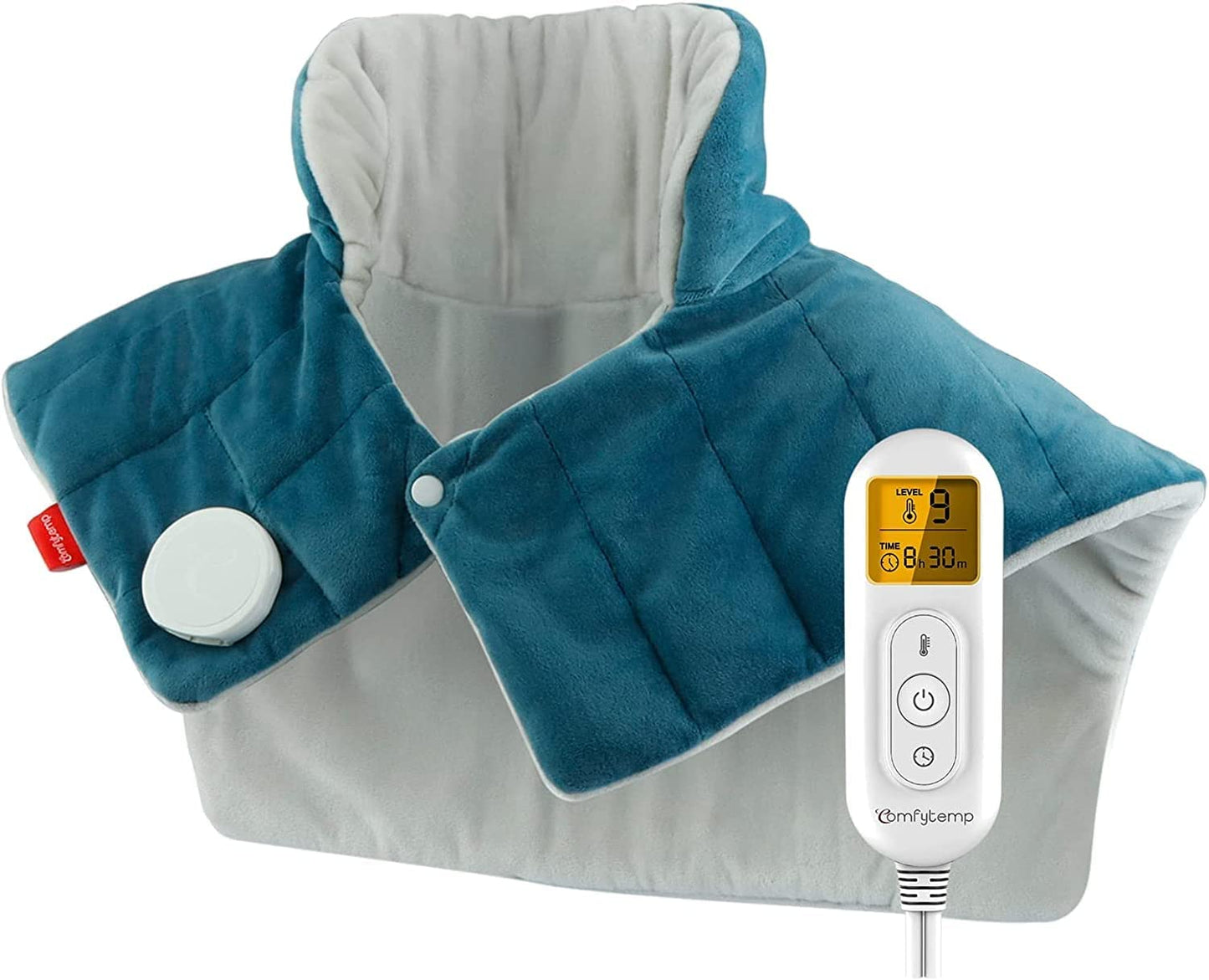Weighted Heating Pad for Neck and Shoulders,  2.2Lb Large Electric Heated Neck Shoulder Wrap for Pain Relief - FSA HSA Eligible, 9 Heat Settings, 11 Auto-Off, Stay On, Backlight - 19"X22"