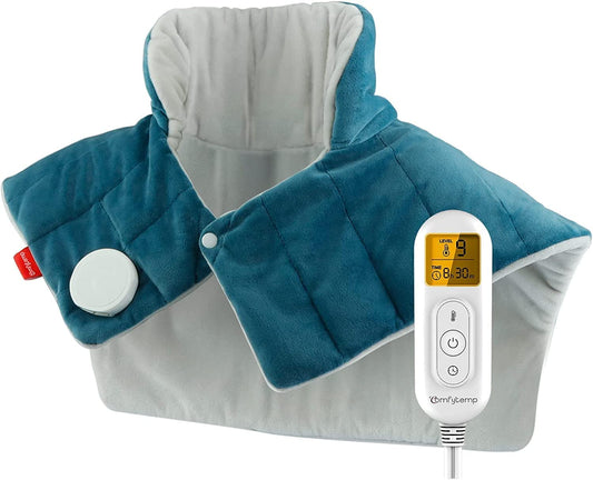 Weighted Heating Pad for Neck and Shoulders,  2.2Lb Large Electric Heated Neck Shoulder Wrap for Pain Relief - FSA HSA Eligible, 9 Heat Settings, 11 Auto-Off, Stay On, Backlight - 19"X22"