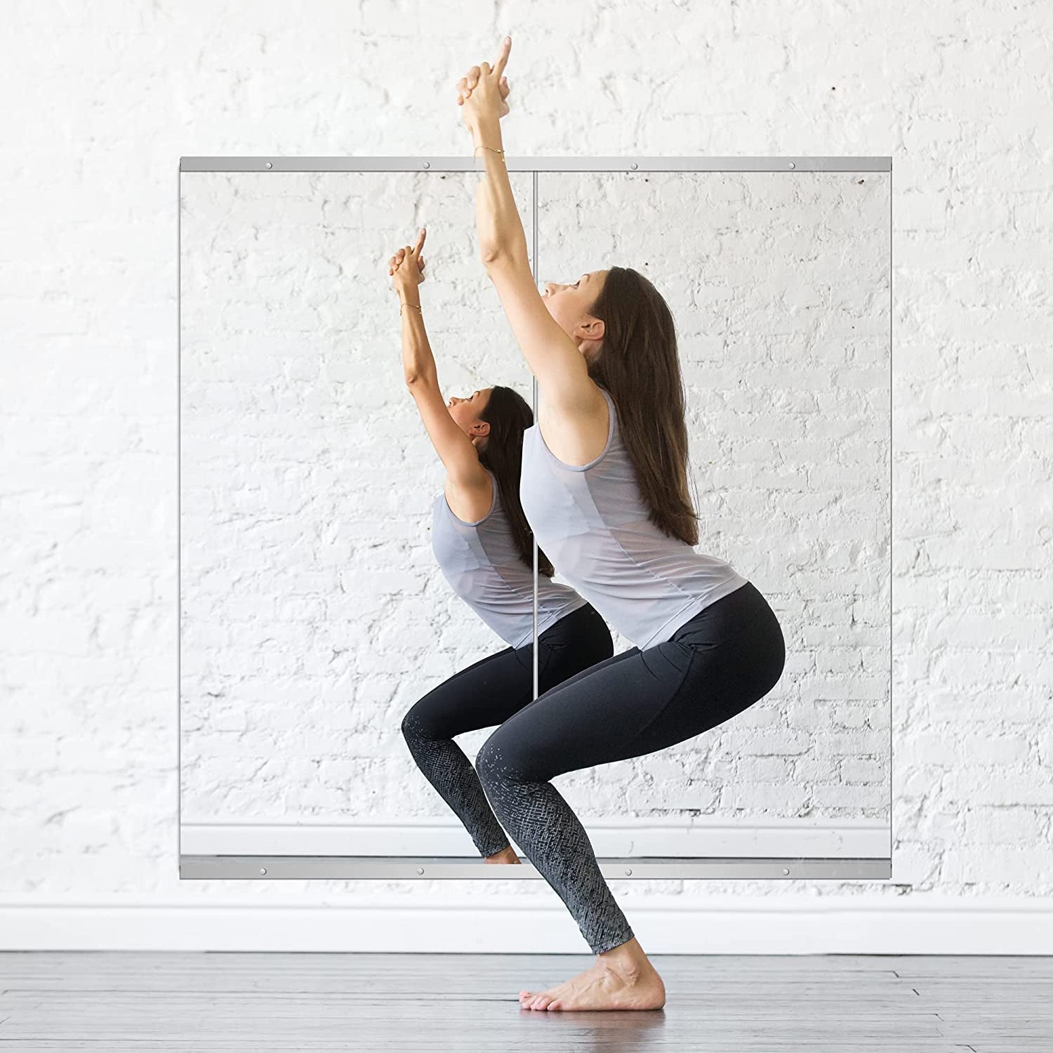 Home Gym Mirror, 48''X24''X2Pcs, Large Full Body Mirror for Yoga, Glass Frameless Mirror for Wall Mounted, Wall Mirror for Home Gym, Garage, Bedroom, Bathroom (Glass - 48''X24'' - 2PCS)