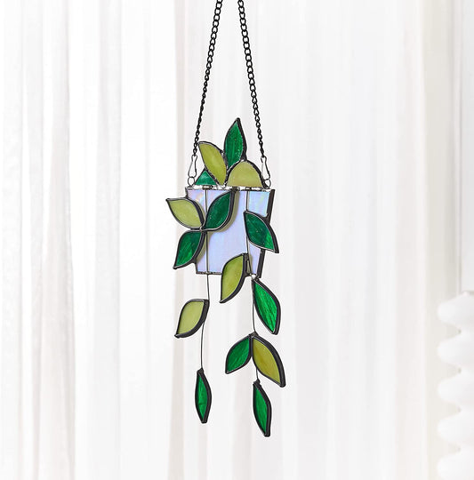 Hanging Plant Home Decor Stained Glass Window Hanging Art Suncatcher AITONGXIAO House Fake Plant