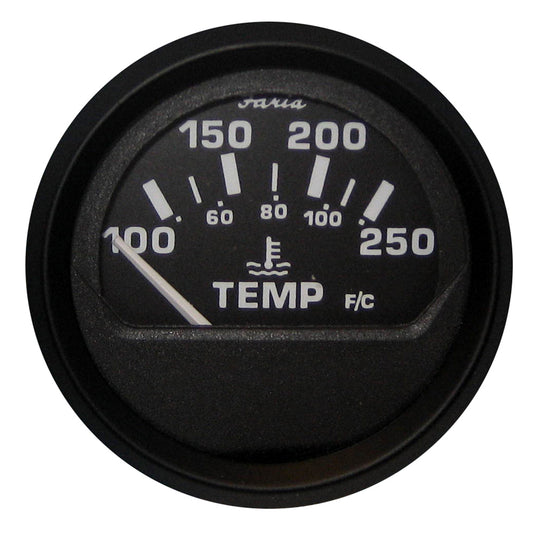 Faria Euro Black 2" Water Temperature Gauge (100-250 DegreeF) [12812]