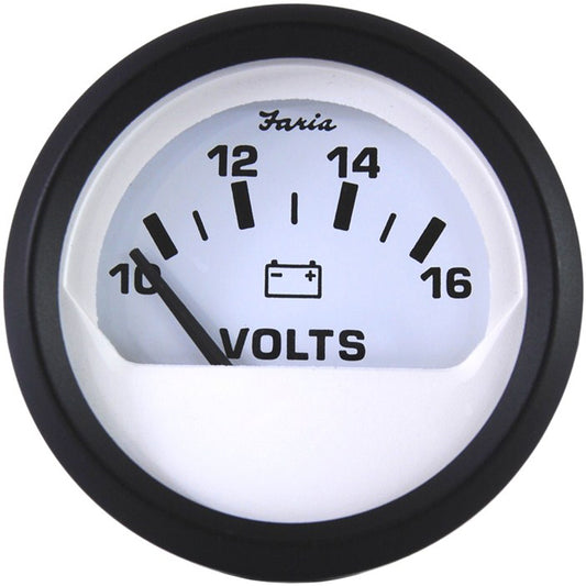 Faria Euro White 2" Voltmeter (10-16 VDC) [12911]