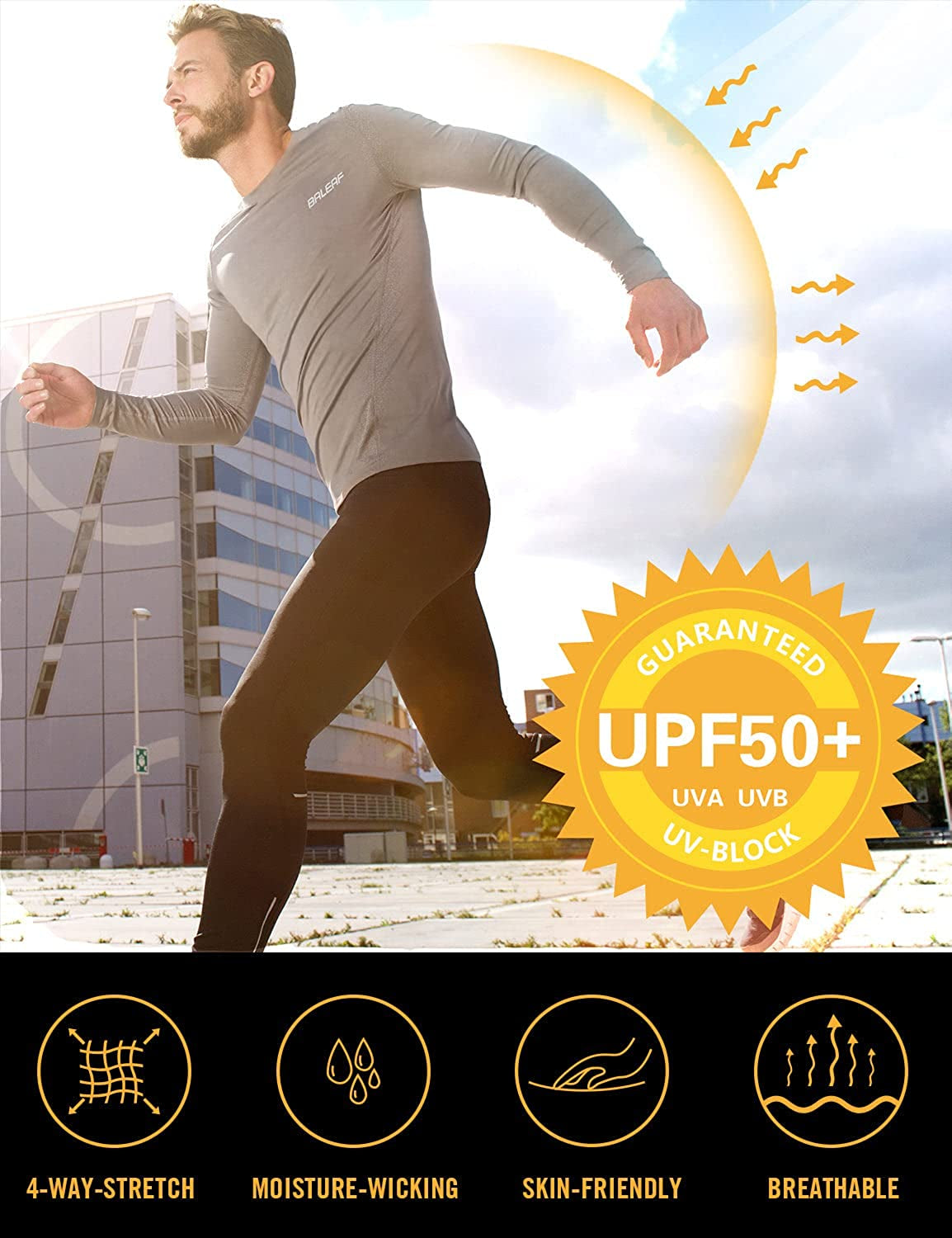 Men'S Sun Protection Shirts UV SPF UPF 50+ Long Sleeve Rash Guard Fishing Running Quick Dry Lightweight