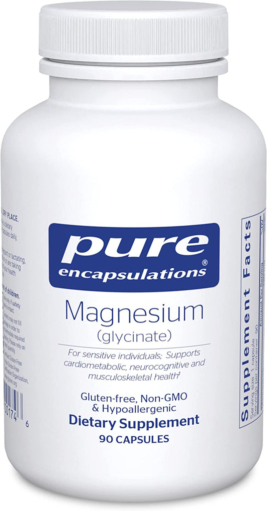 Magnesium (Glycinate) - Supplement to Support Stress Relief, Sleep, Heart Health, Nerves, Muscles, and Metabolism* - with Magnesium Glycinate - 90 Capsules
