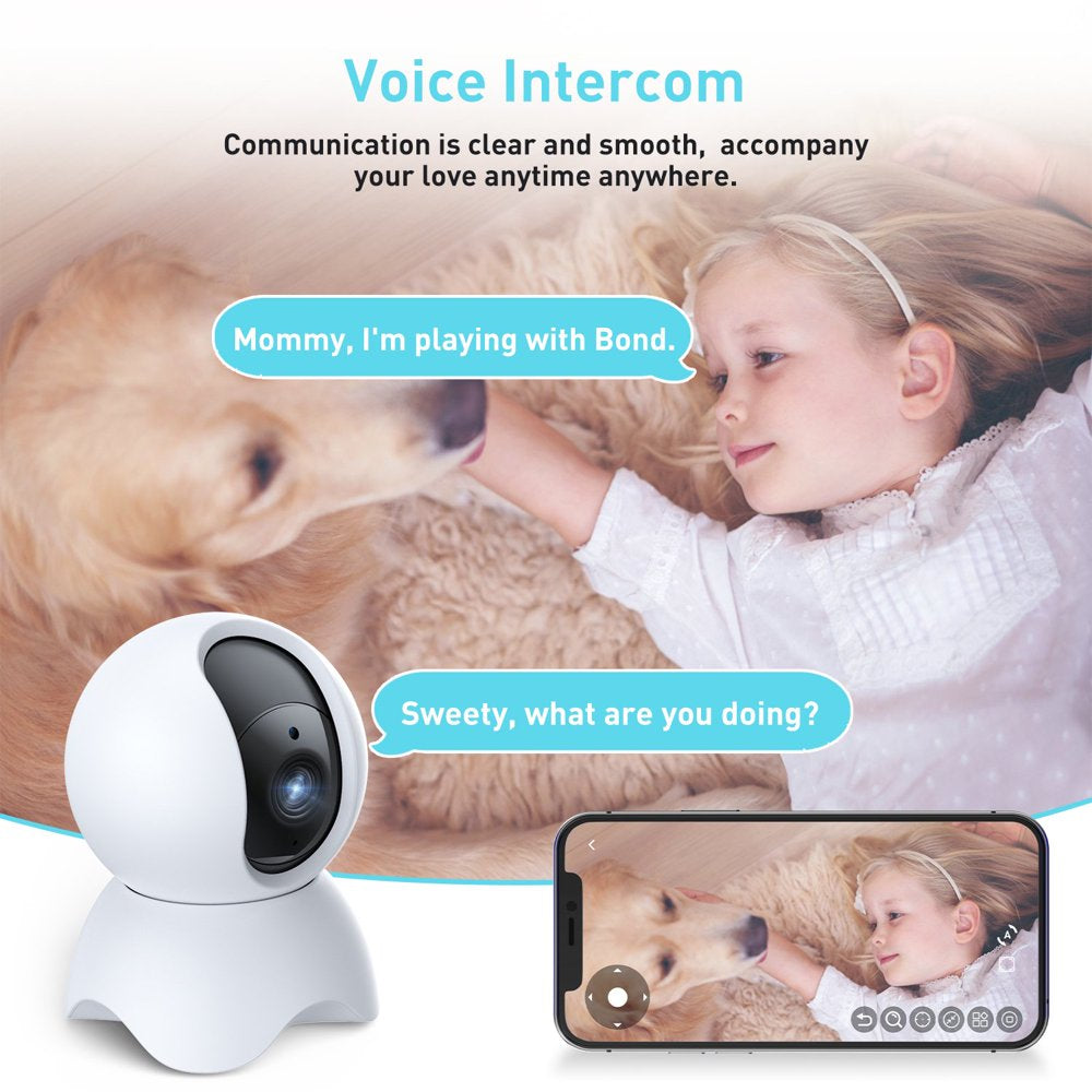 Baby Monitor Security Camera, Wifi Indoor Camera, 360-Degree Smart 1080P Pet Camera for Home Security and Nanny Elderlywith Motion Detection, Night Vision, Two-Way Audio
