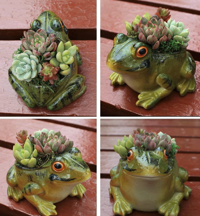 Resin Frog Shape Succulent Planter Pot Flower Pot Lifelike Frog Planter