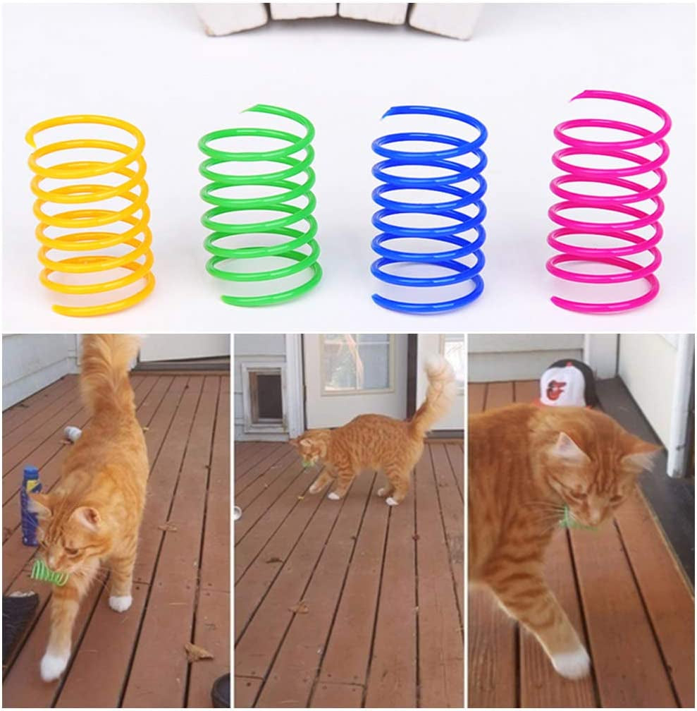 Cat Spiral Spring, 12 Pc Creative Toy to Kill Time and Keep Fit Interactive Durable Heavy Plastic Colorful Toy for Swatting, Biting, Hunting Kitten Toys
