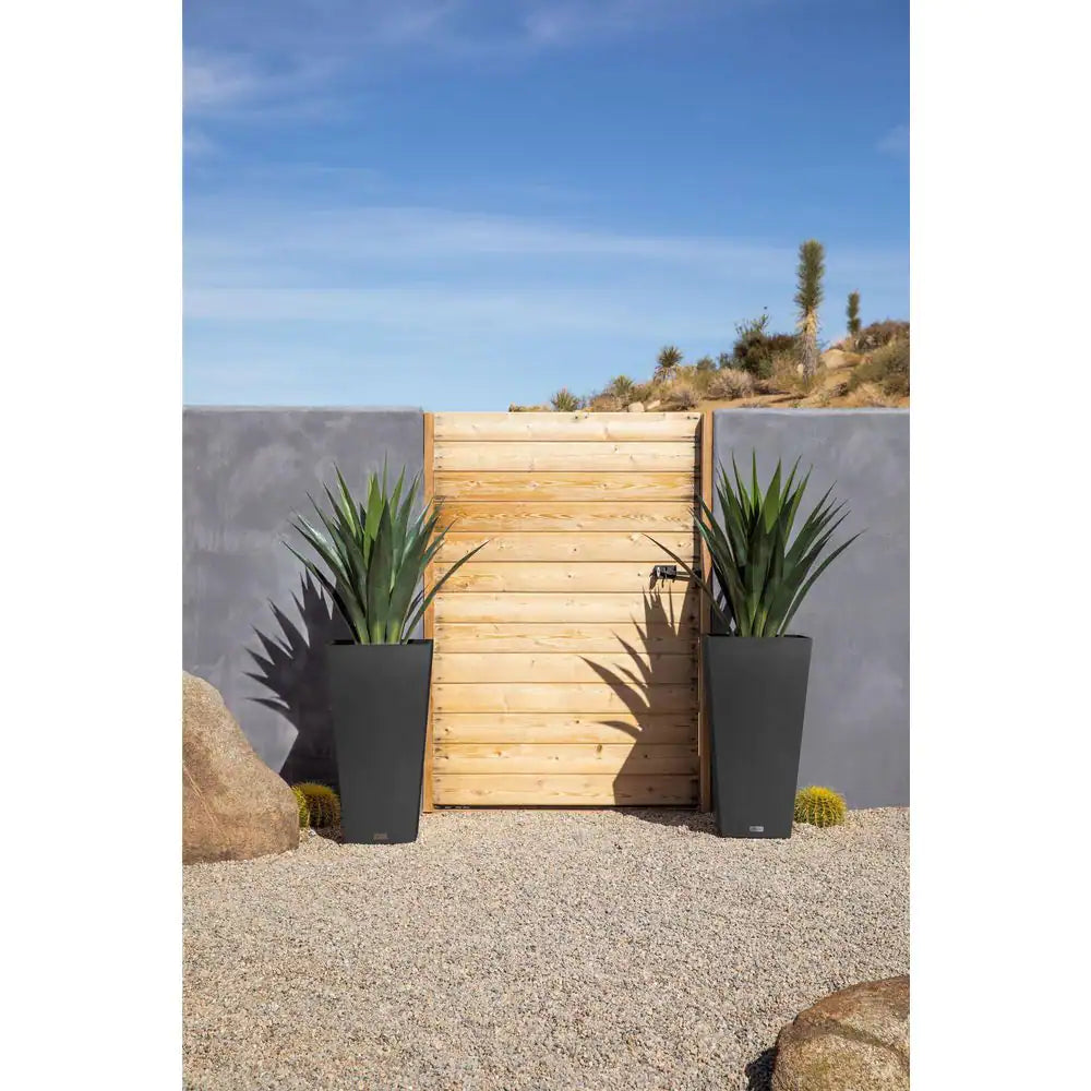Midland 30 In. Black Plastic Tall Square Planter (2-Pack)