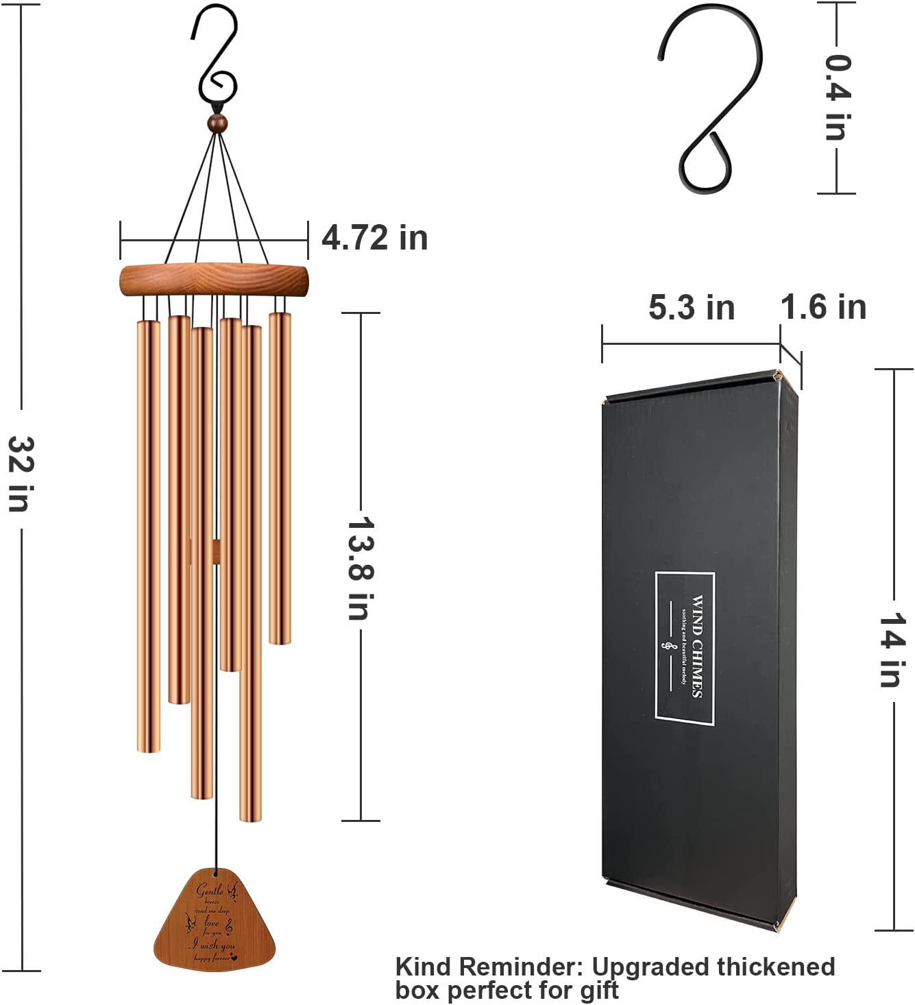 Wind Chimes for Outside,Sympathy Gift Memorial Wind Chimes for Loss of Loved One Prime,Special and Meaningful Bereavement Gifts for Loss of Mother Father Home Decor Outdoor Garden Golden