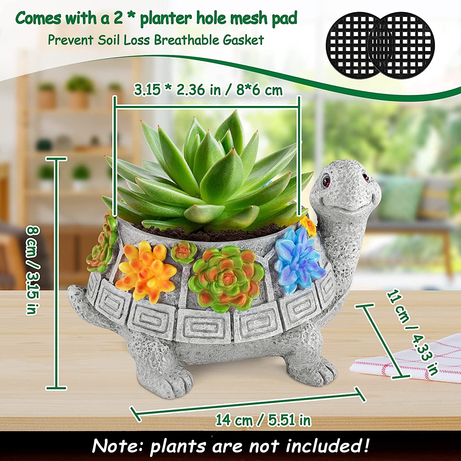 Plant Pots, Cute Turtle Succulent Pot Planters for Indoor Plants with Drainage Hole, Flower Garden Pots for Plants, Succulent, Cactus Home Office Desk Garden Decor Plant Lovers Gifts for Woman