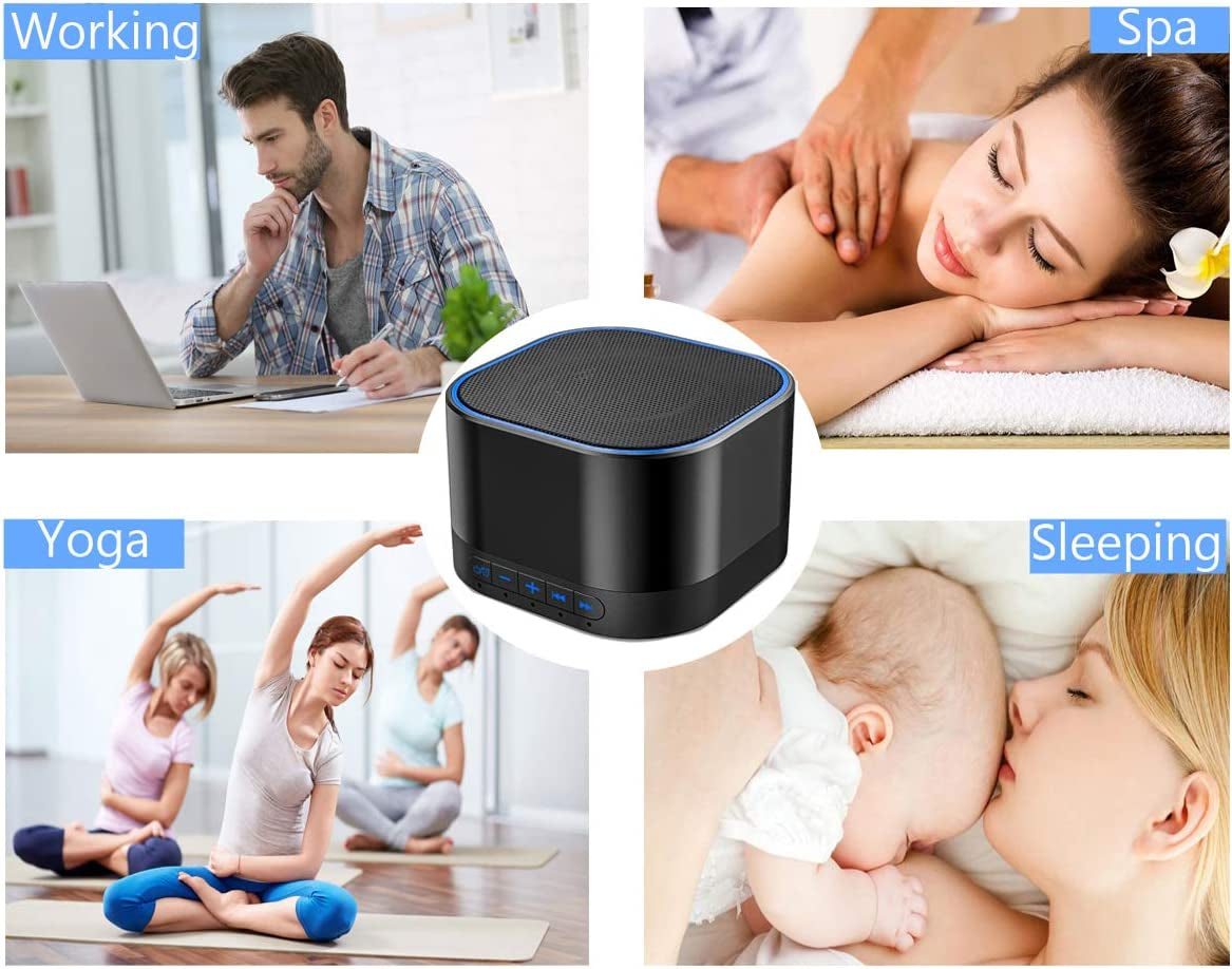 Sound Machine White Noise Machine with 20 Non Looping Natural Soothing Sounds Memory Function 32 Levels of Volume Powered by AC or USB and Sleep Sound Timer Therapy for Baby Kids Adults