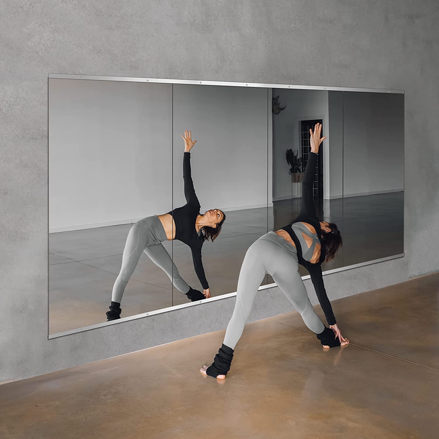 Home Gym Mirror, 48''X24''X2Pcs, Large Full Body Mirror for Yoga, Glass Frameless Mirror for Wall Mounted, Wall Mirror for Home Gym, Garage, Bedroom, Bathroom (Glass - 48''X24'' - 2PCS)