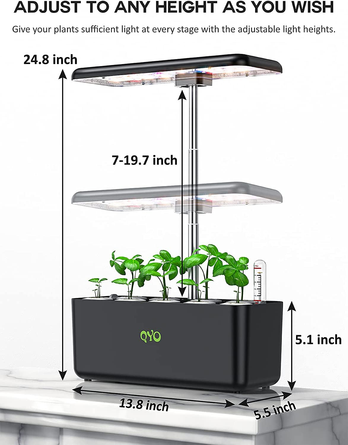 Hydroponics Growing System,  9 Pods Herb Garden with 70 Leds Full-Spectrum Plant Grow Light, Hydroponic Herb Garden with 4.5L Water Tank, 19.7'' Height Adjustable Gardening System, Black, 10