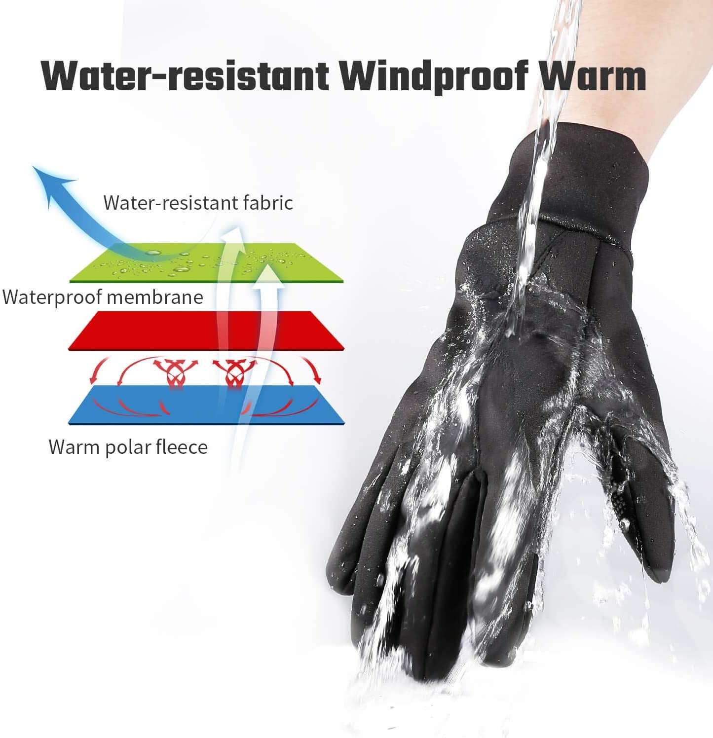 Winter Gloves Touch Screen Water Resistant Windproof Thermal for Running Cycling Hiking - Warm Gifts Men Women