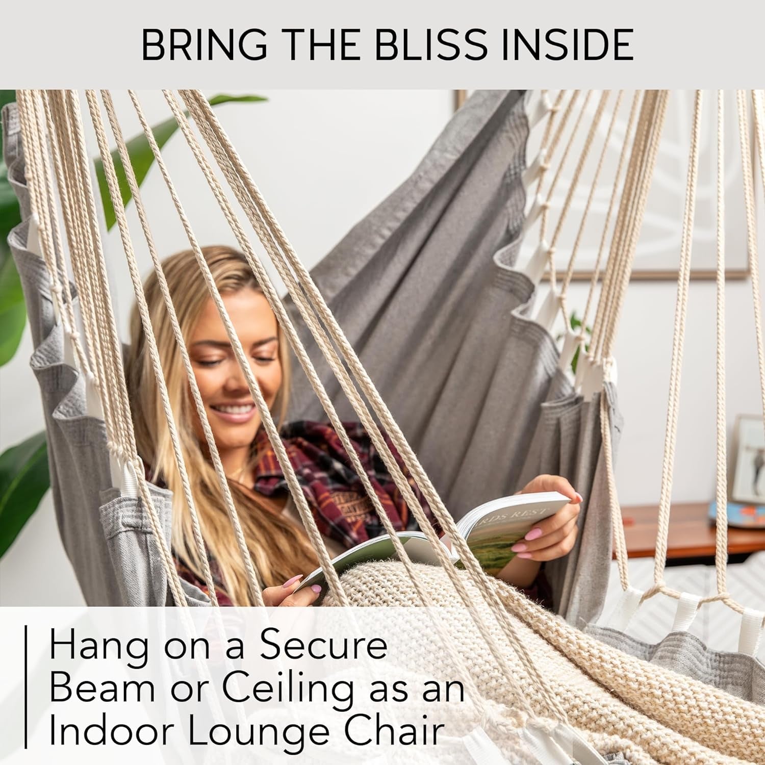 Hanging Hammock Chair Swing - Ceiling Hanging Chair for Bedroom - Hammock Swing Chair Indoor, Hammock Chair Outdoor, Hanging Chair Indoor, Swing Chair for Bedroom, Room Swing, Swinging Chair Hammock