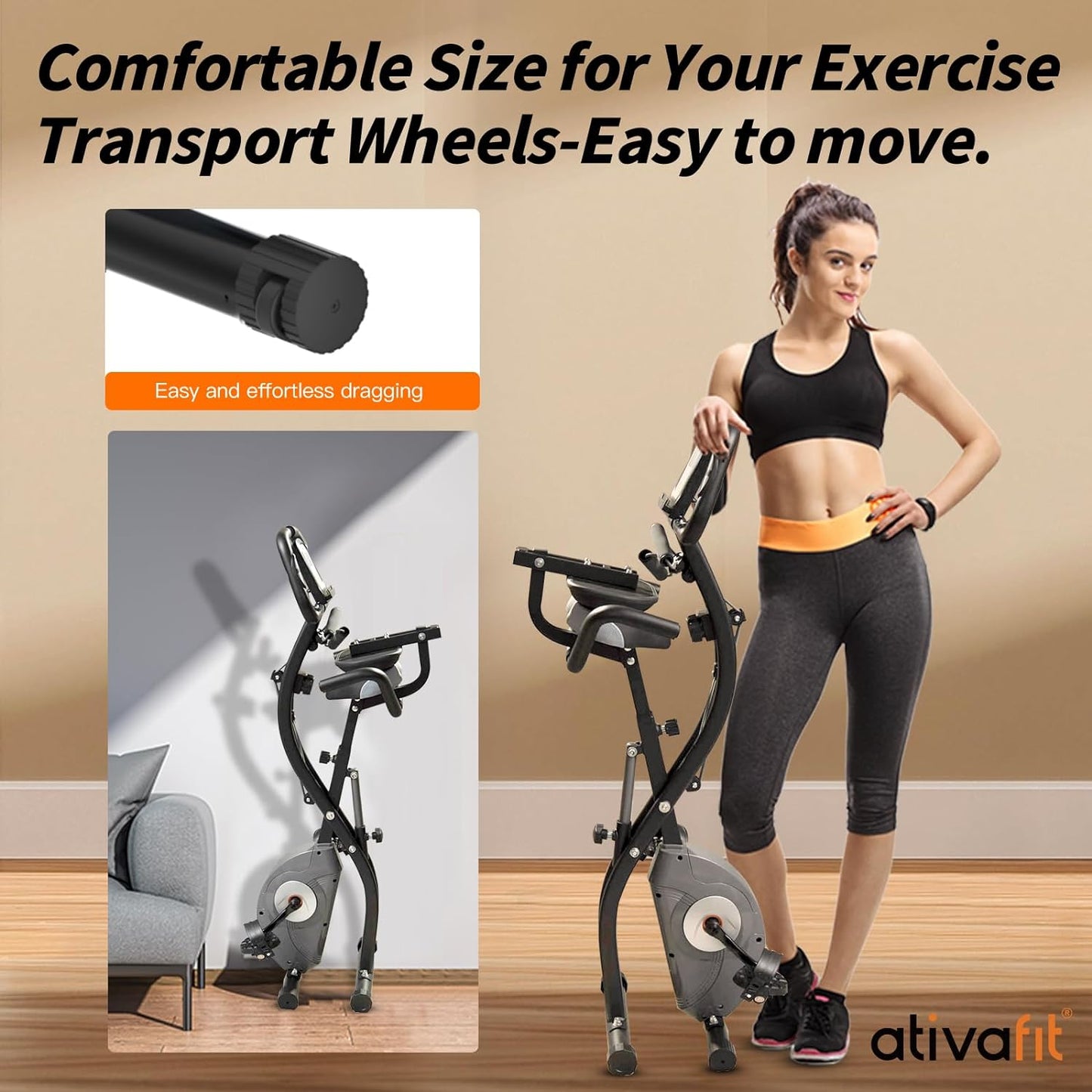 Folding Exercise Bike, Magnetic Foldable Stationary Bike, Indoor Cycling Exercise Bike for Home Workout