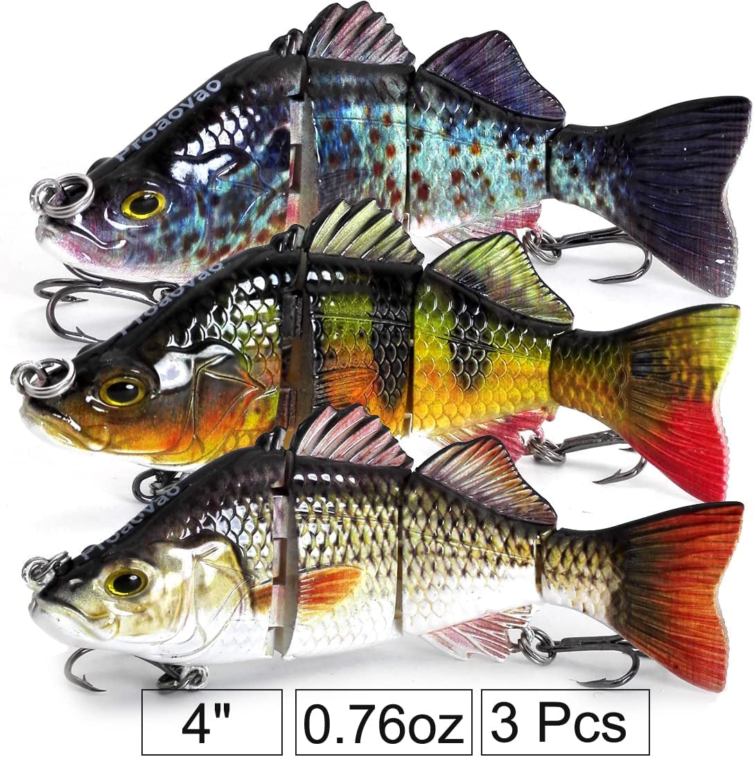 Lifelike 3 Fishing Lures for Bass Trout Perch- Jointed Swimbait Hard Bait Freshwater Saltwater Fishing Gear Tackle Lures Kit