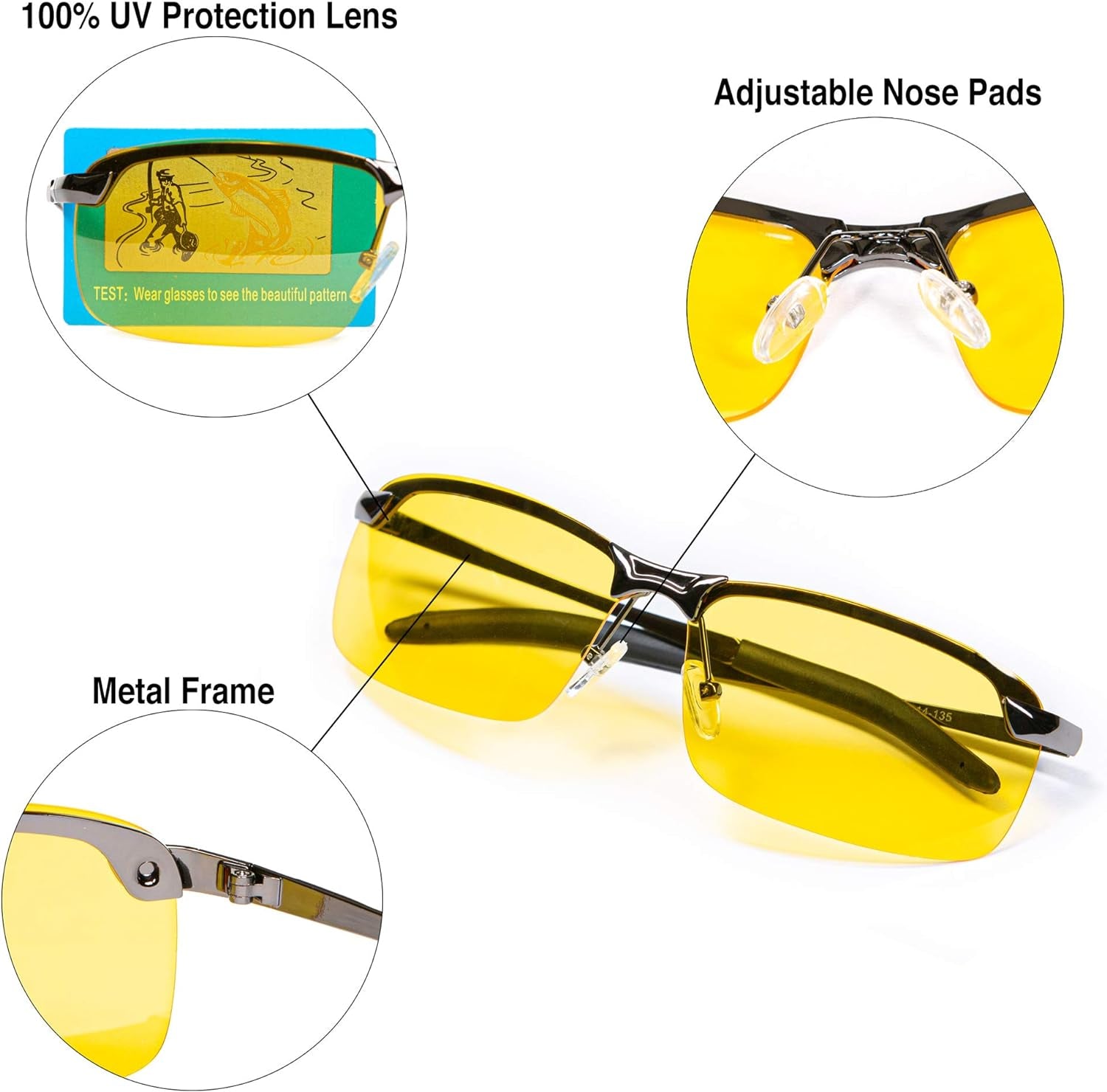 Night Driving Glasses anti Glare Polarized with Stylish Case - Night Vision/ Tac Glasses - for Driving - Nighttime Glasses