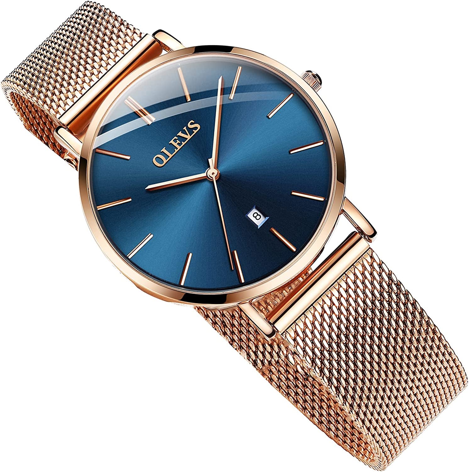 Women'S Casual Wrist Watch, 6.5Mm Ultra Thin Ladies Dress Watch, Small Analog Calendar Easy Read Watch for Women, Large Dial Mesh Bracelet Quartz Watch with Date