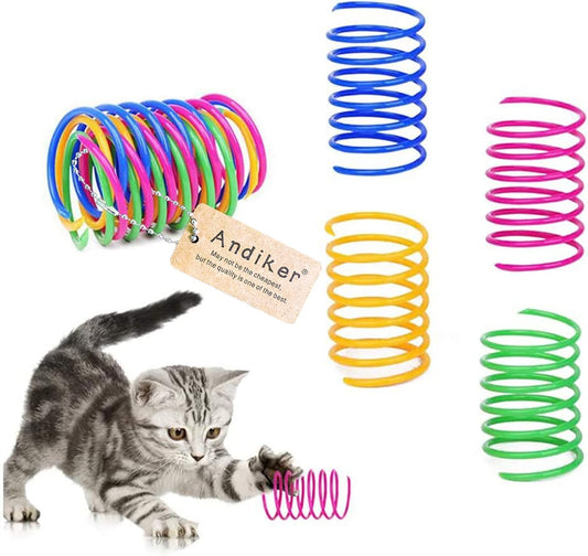 Cat Spiral Spring, 12 Pc Creative Toy to Kill Time and Keep Fit Interactive Durable Heavy Plastic Colorful Toy for Swatting, Biting, Hunting Kitten Toys